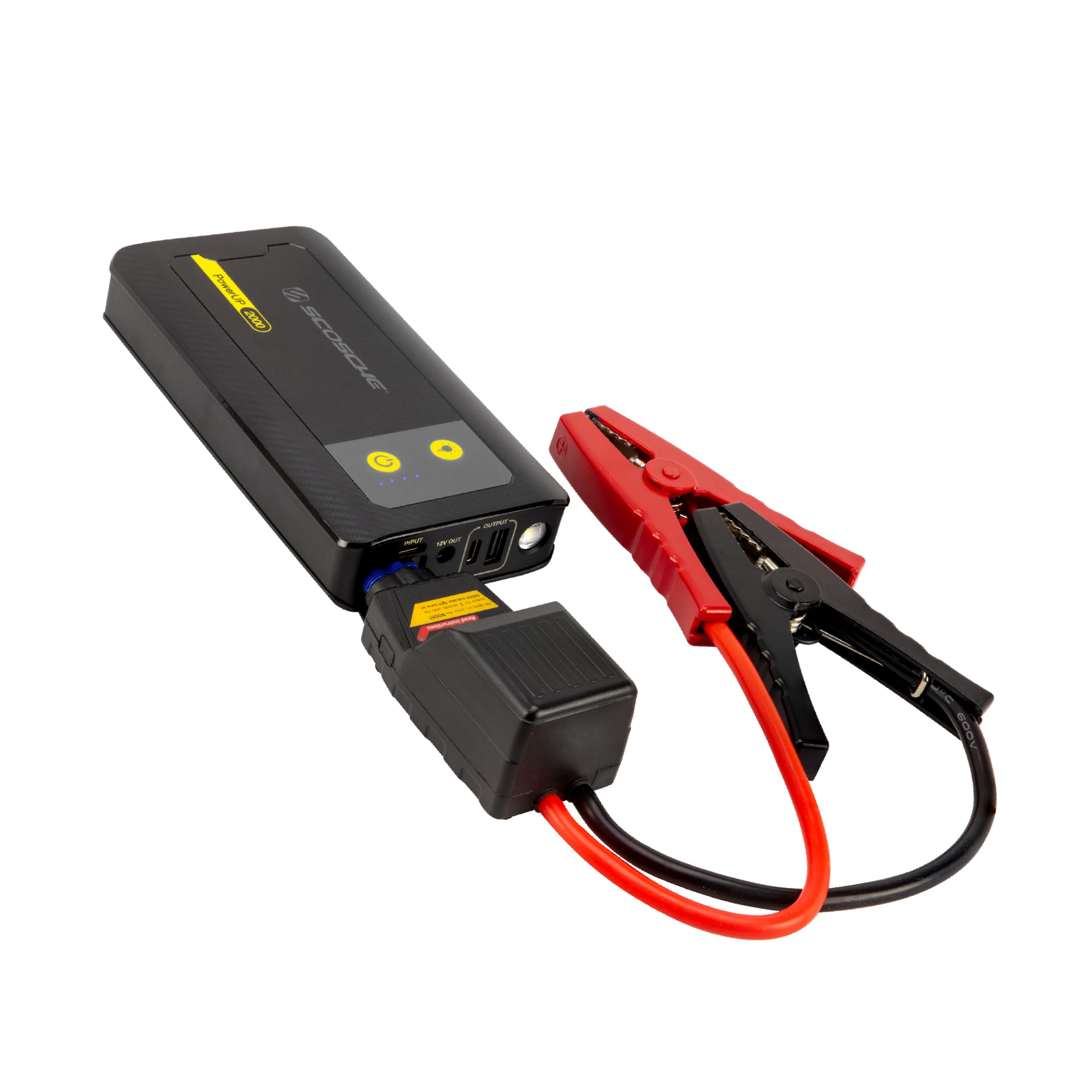 Scosche Pbj2000 Portable Car Battery Jump Starter, 12V Jump Box, 2000A Battery Booster, Jumper Cables Kit For Car (8.0L Gasoline