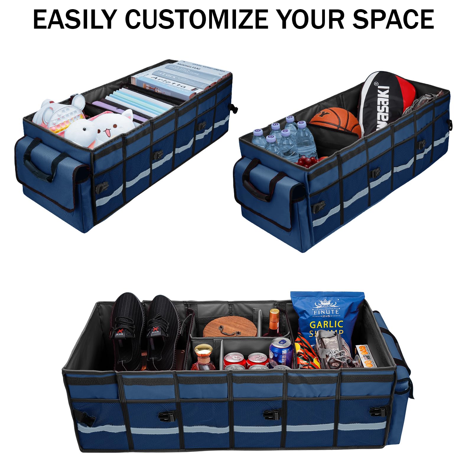 Gdnasist Car Trunk Organizer And Storage With Removable Leakproof Cooler Bag, 6 Removable Dividers For Custom Space, Collapsible