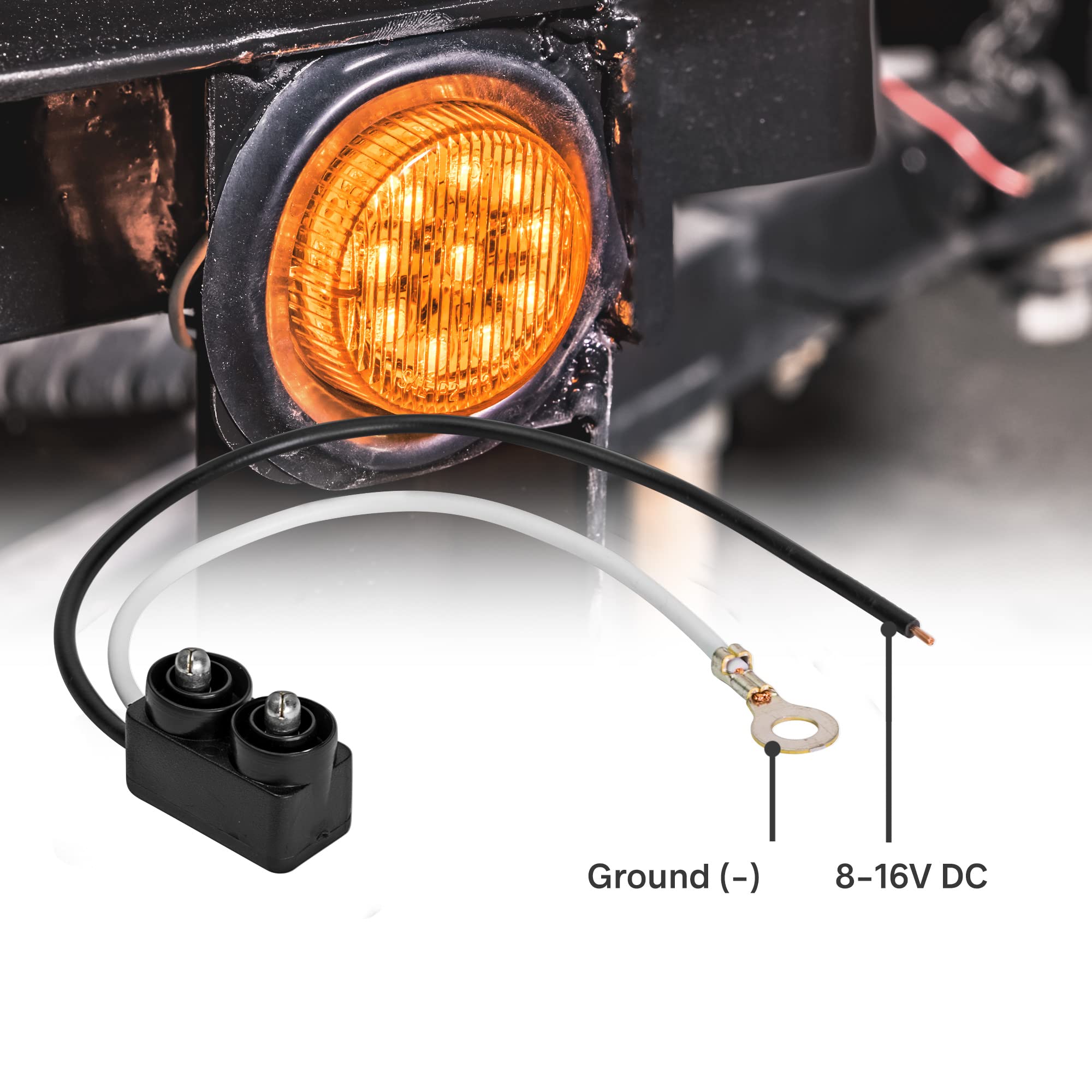 True Mods 4Pc 2'' 12V Amber Round Led Clearance Side Marker Lights [Dot Fmvss 108] [Sae P2] [Reflector Lens] [Grommet & Plugs] [