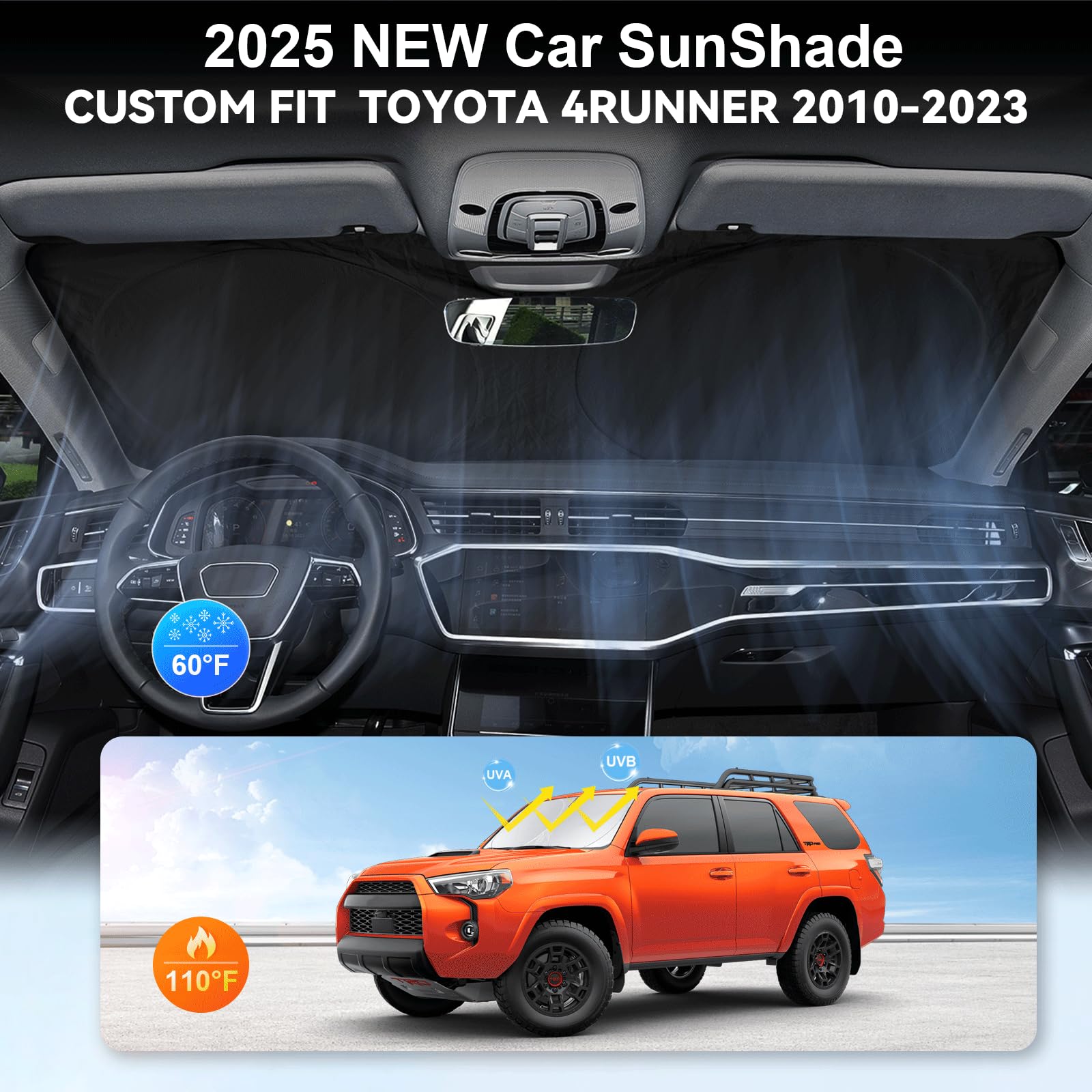 Car Windshield Sun Shade For 4Runner 2003-2009-Sunshade For Front Window Cover Custom Fit Toyota Rav4 4Runner Sequoia Land Cruis