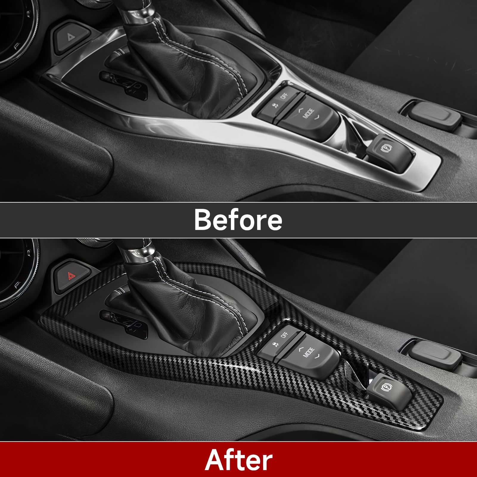 Car Gear Shift Control Panel Sticker ABS Carbon Fiber Decal Interior Trim Cover for Chevrolet Camaro 2016 2017 2018 2019 2020 20