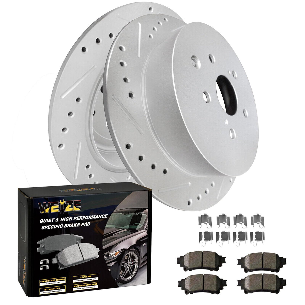 330mm Front 328mm Rear Brake Rotors + Brake Pads Replacement for 2012 2013 2014 2015 2016 2017 2018 2019 2020 Dodge Grand Carava