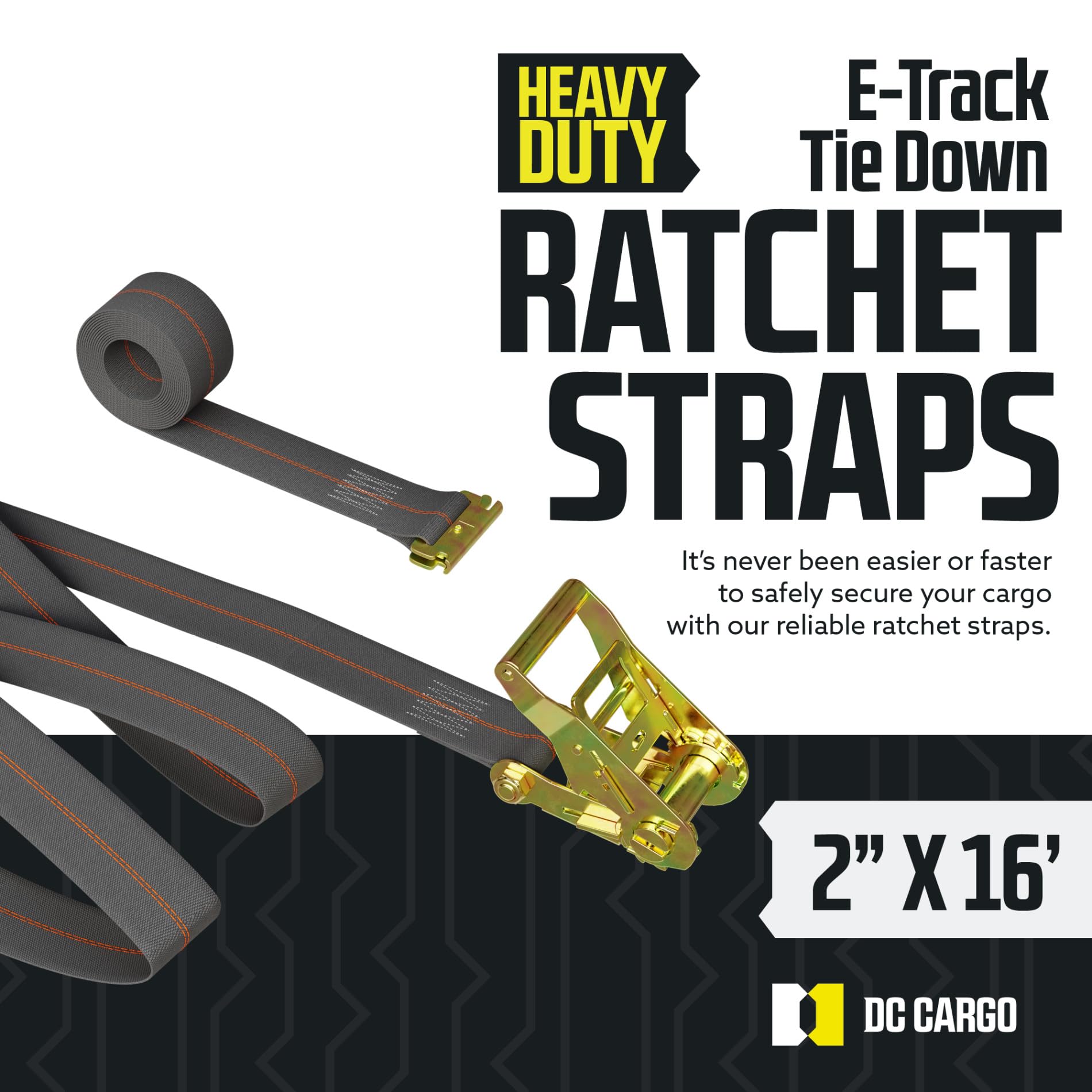 Dc Cargo Mall E Track Ratchet Straps Cargo Tie-Downs, (Pack Of 8) 2 X 16 Heavy Duty Grey Tie-Down Rachet Straps, Strong Ratchet