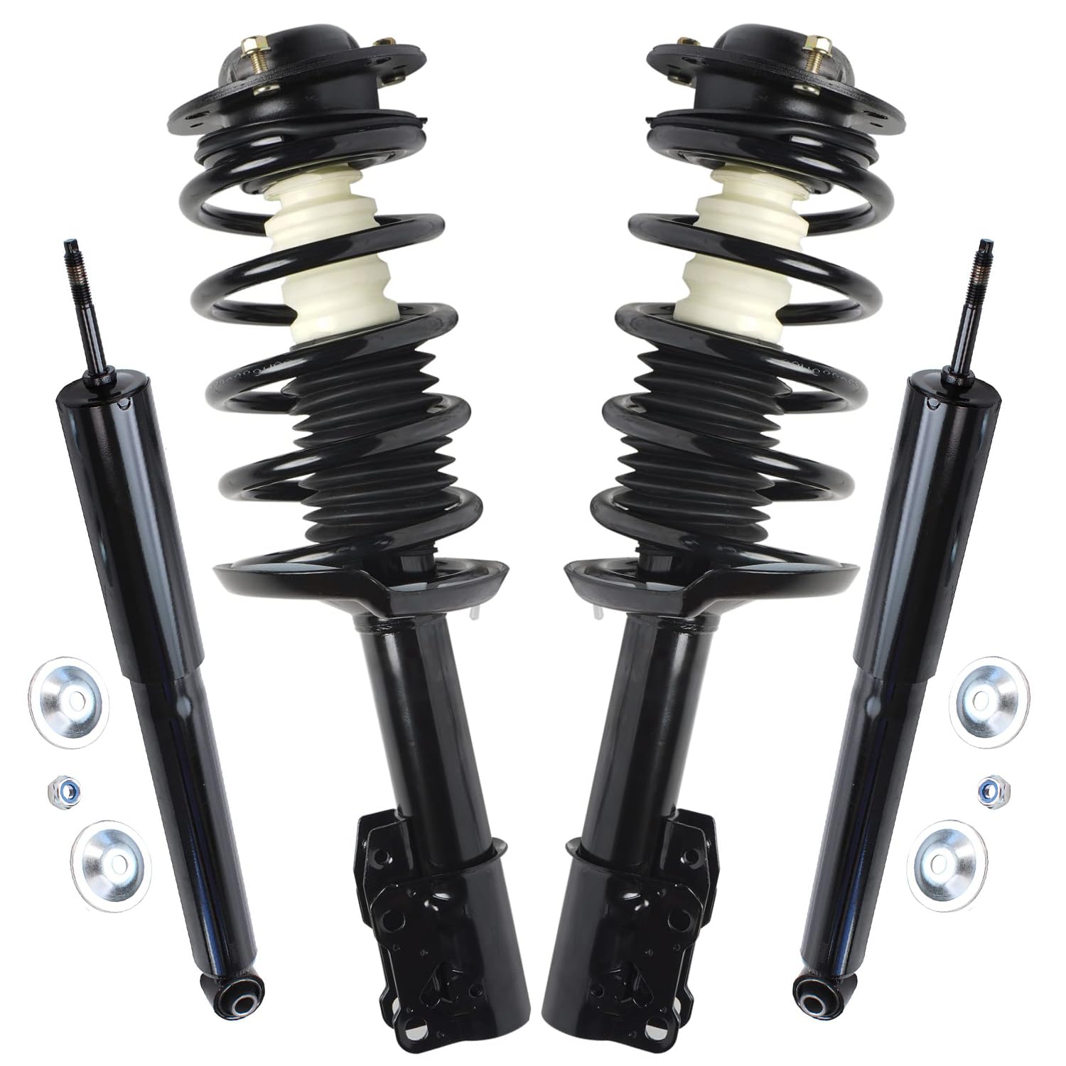 Detroit Axle - Struts Shocks For Chevy Malibu Pontiac G6 Saturn Aura Complete 2 Front Ready Struts W/Coil Springs 2 Rear Shock A