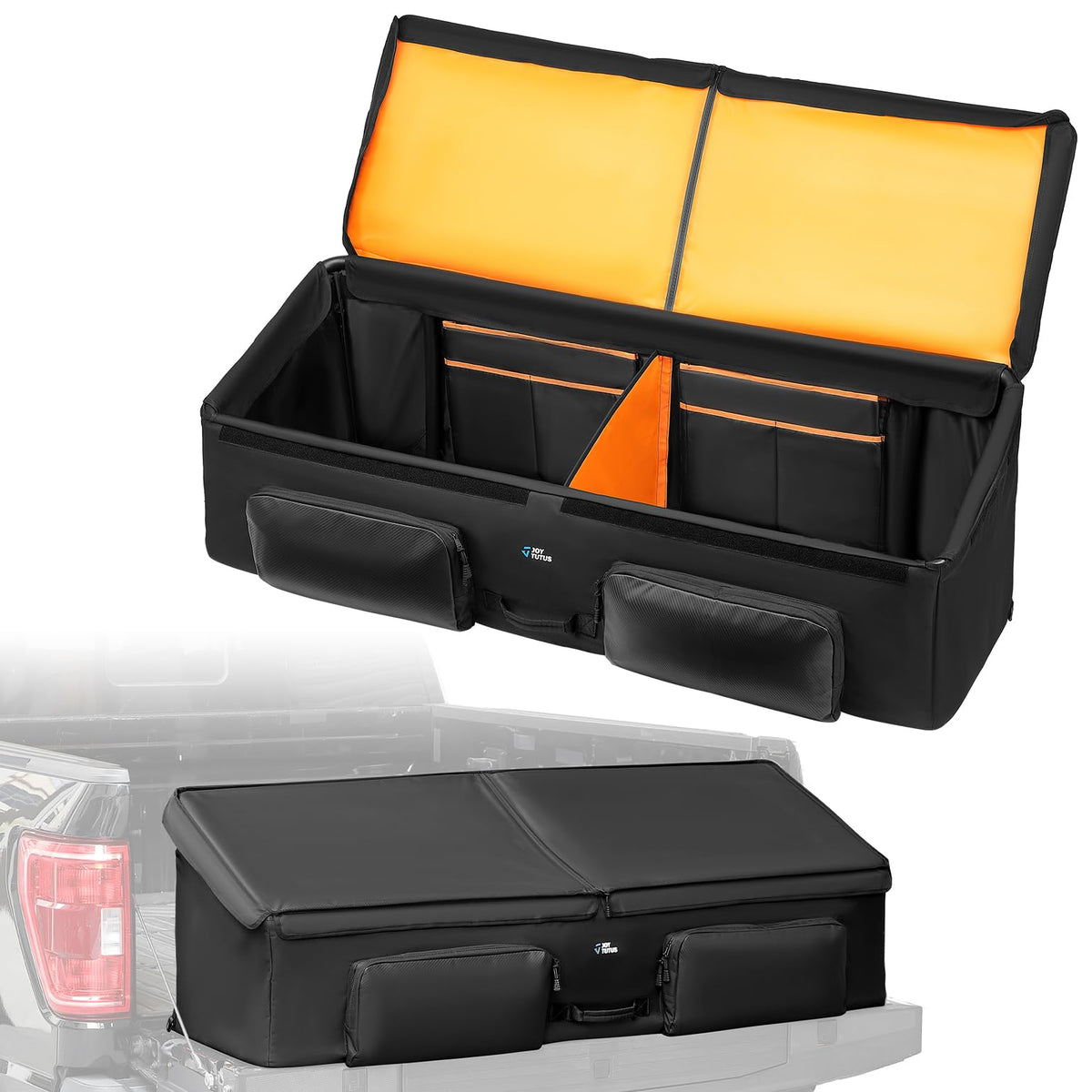 JOYTUTUS Upgrade Full Size Truck Bed Cargo Box Organizer for Pickup, Waterproof Truck Bed Cargo Bag, Storage Organizer Carrier A
