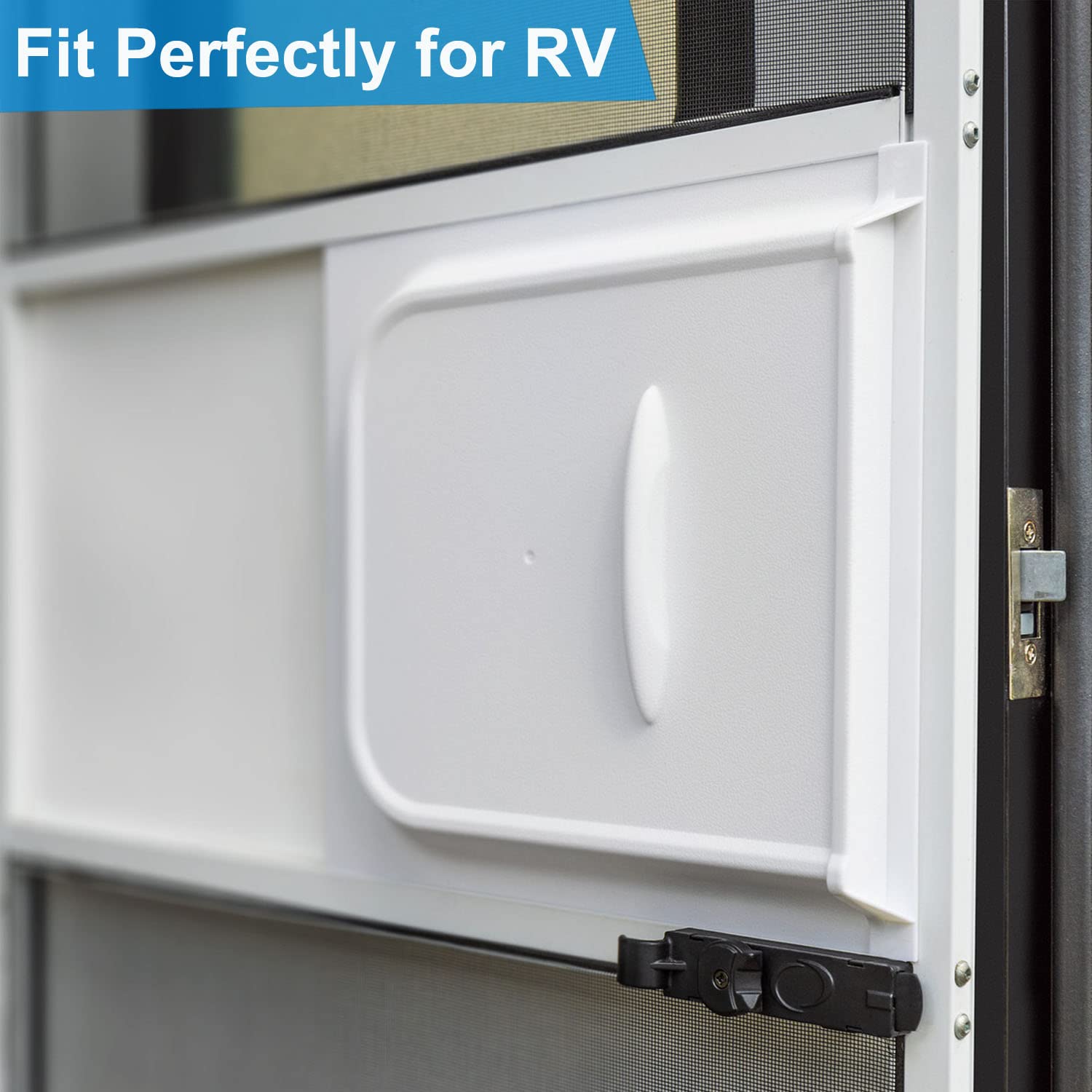 Luxlead Rv Screen Door Slider 12' White Panel With Slide Stop Fit For Rv, Trailer, Camper, Motor Home, Cargo Trailer