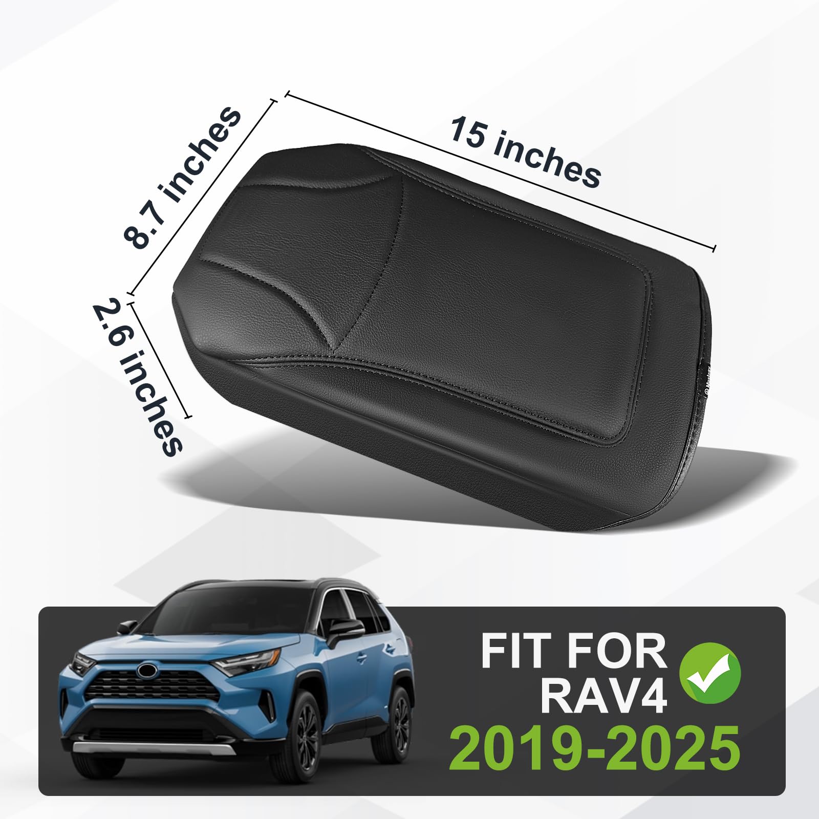 Muslogy Center Console Armrest Cover Compatible With Toyota Rav4 2019-2025 Comfort Armrest Pad Arm Rest Cushion Vegan Leather Pr