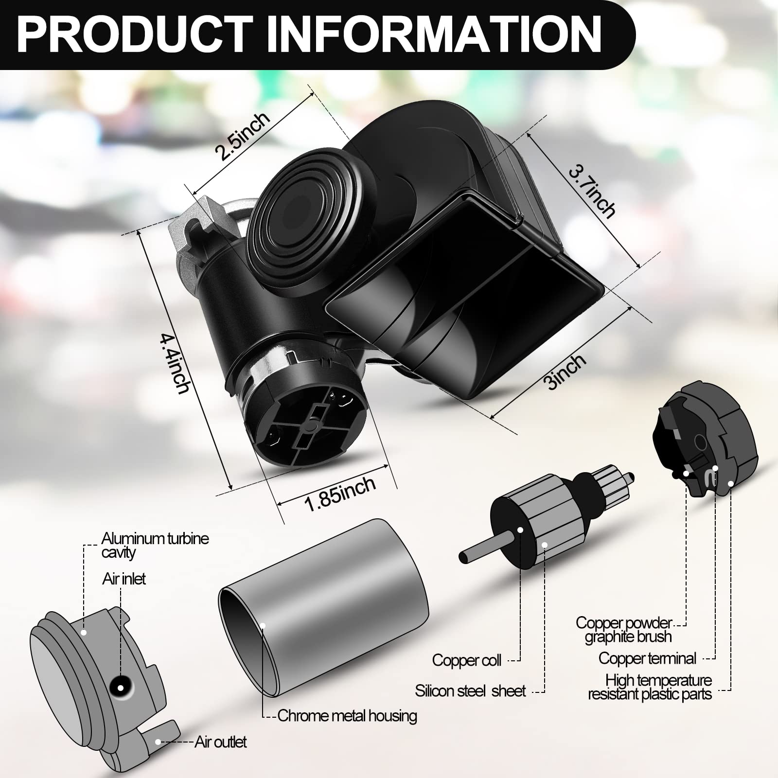 2 Pack Train Horn for Car Truck 12V 150db Loud Electric Snail Air Horn Kit with Relay Harness for Vehicles Motorcycle Boat Ship(