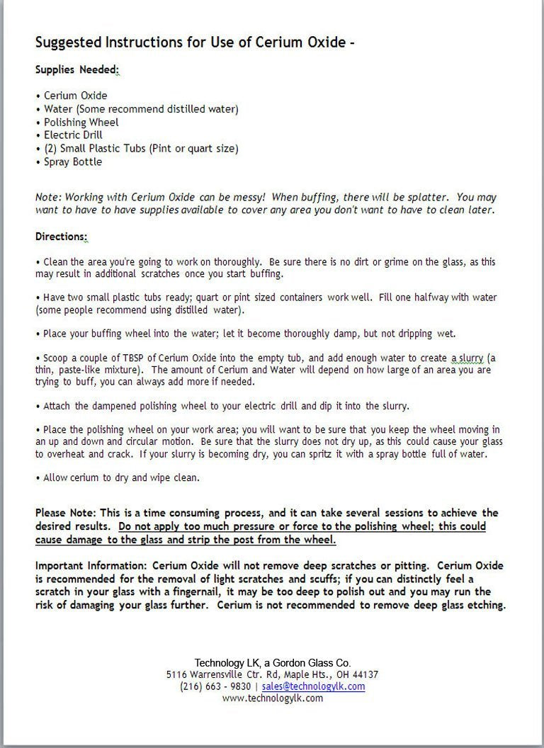 Gordon Glass® Cerium Oxide High Grade Polishing Powder - 8 Oz