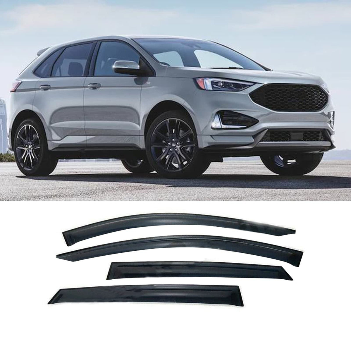 Zzdsnj Tape-On Rain Guard 4-Piece For 2020-2023 Ford Escape Windows Visor Shield Shade Smoke 2022Esc