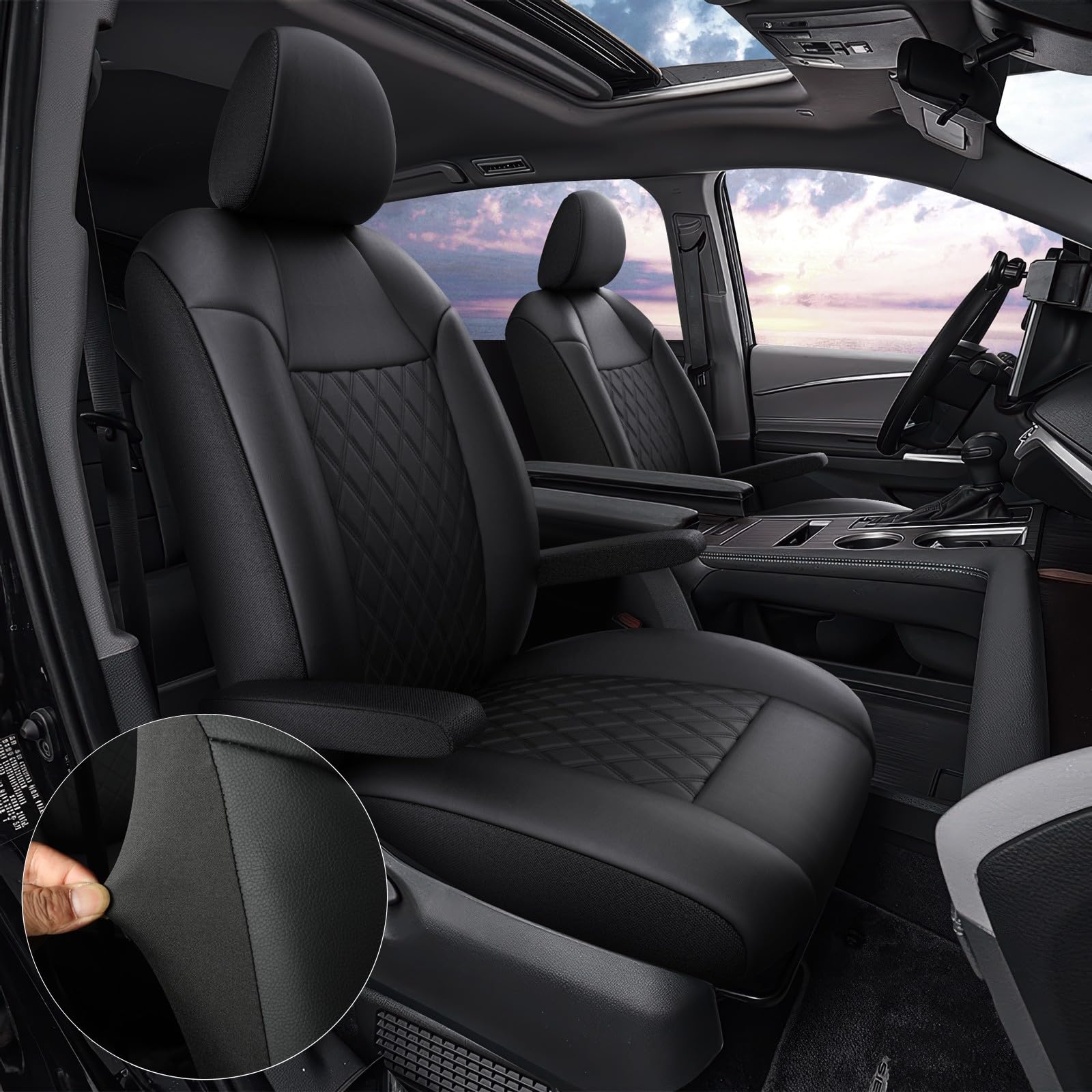 GIANT PANDA Custom Fit 2 Pack Front Car Seat Covers for Select Toyota Sienna 2021 2022 2023 2024 2025 XLE,XSE,Limited,Platinum,W