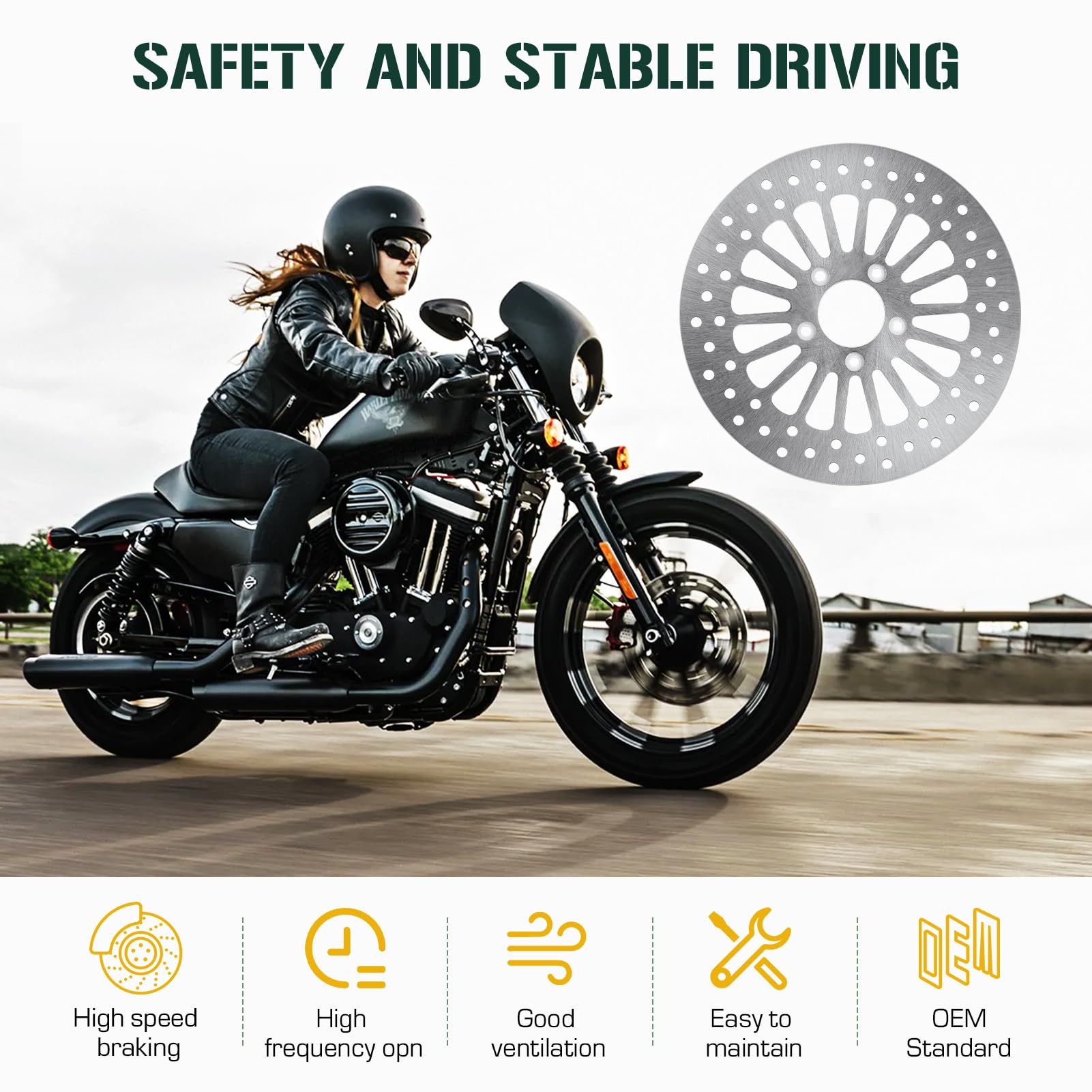 Youxmoto 2Pcs Front Brake Rotor 11.8' For Harley 2008-2020 Road King/Road Glide Electra/Street Glide/Tri Glide Ultra Classic (Flhr/Fltr/Flht/Flhx), Stainless Steel Sus 420 Brake Disc Rotor