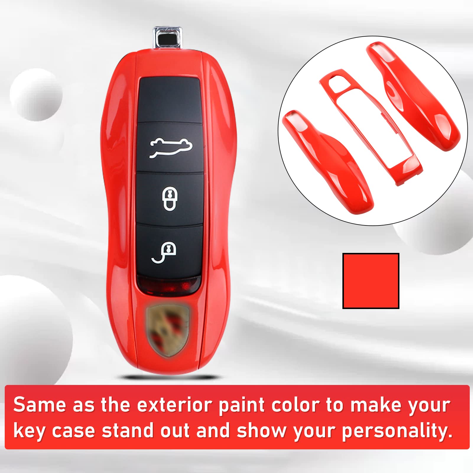 Jaronx Compatible With Porsche Key Fob Cover, Key Cover Compatible With Porsche Cayenne Panamera Macan Cayman 911 Key Fob Cover Key Shell Compatible With Porsche Key Accessories (Lava Orange)