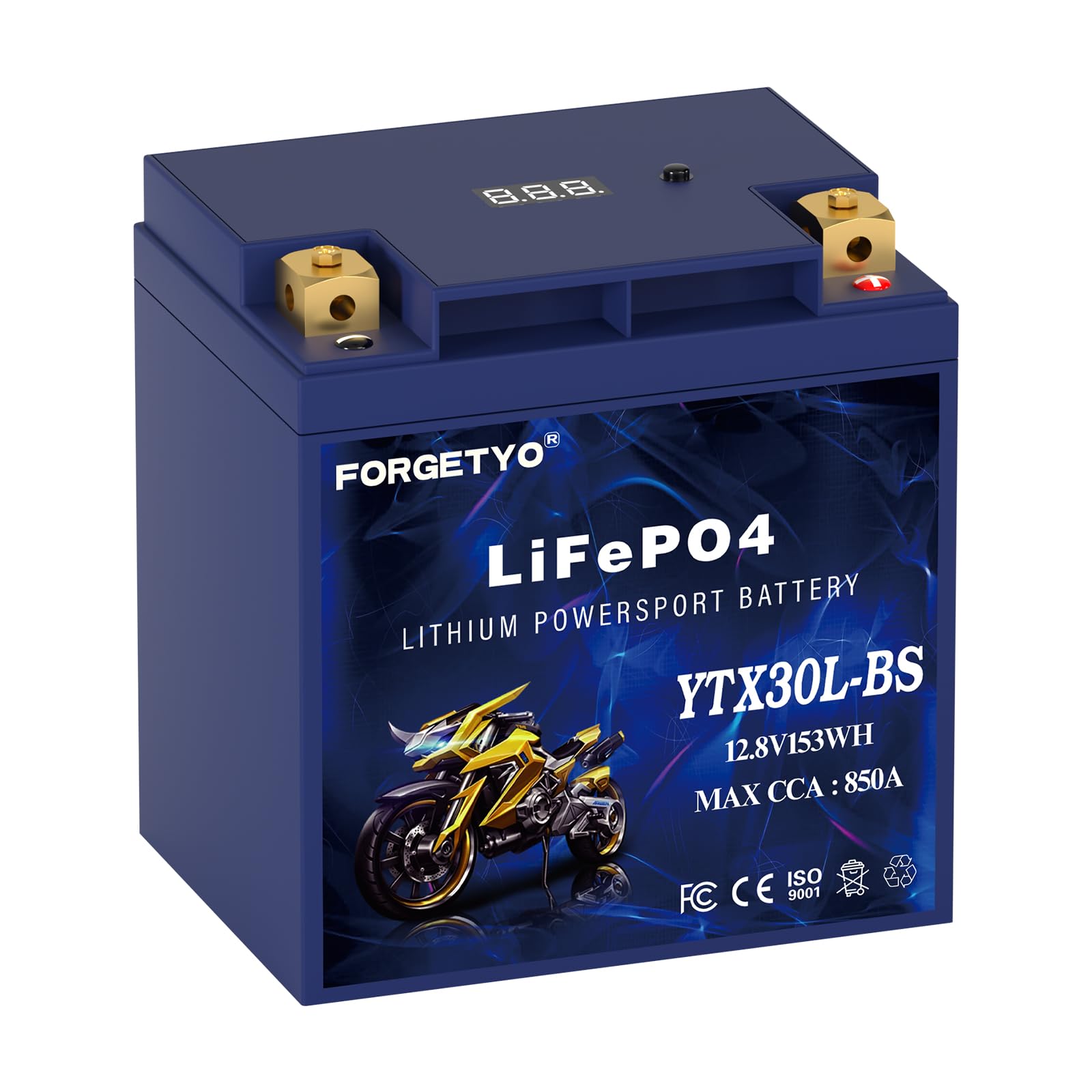 Lithium YTX30L-BS, 850A LiFePO4 Motorcycle Battery, 12V 12AH ATV, UTV, Jet Ski, 4 Wheeler, Snowmobile, Personal Watercraft, Sead