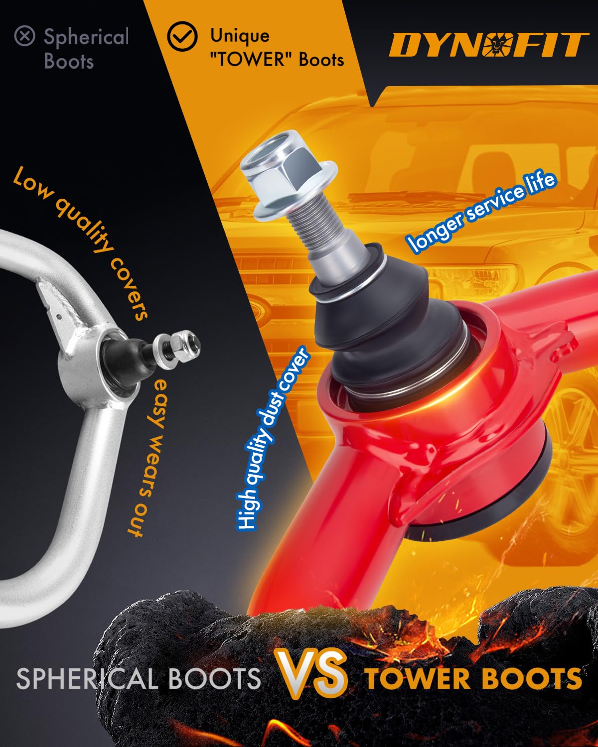 Dynofit 2-4'' Upper Control Arms Compatible With 2004-2020 Ford F150, Front Extended Upper Control Arms For F150, Alignment Lift