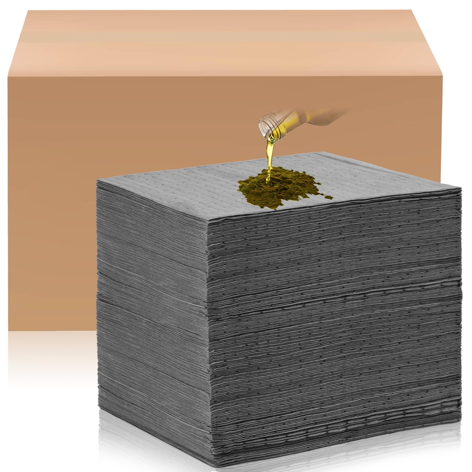 Hoolerry 200 Pcs Oil Absorbent Pads Weight Dimpled Pad Garage Accessories Water Absorbent Mat Oil Spill Mat for Absorbing Protec