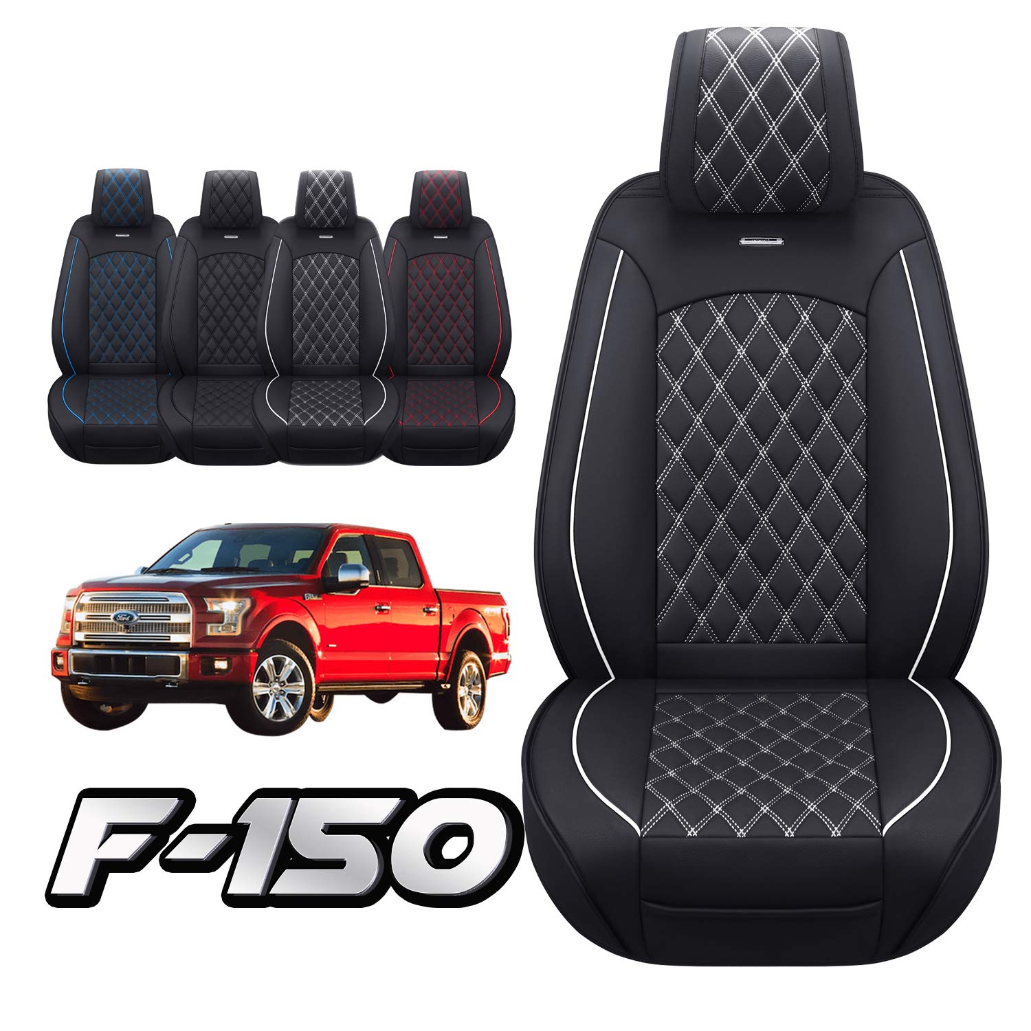 Aierxuan Car Seat Covers Front Set With Waterproof Leather Automotive Vehicle Cushion For Cars Fit For 2009 To 2025 Ford F150 Ca