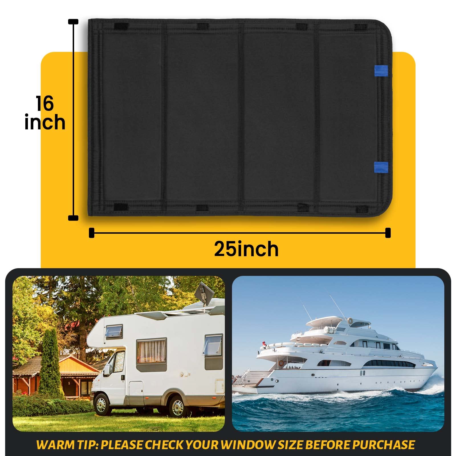 Funomo Rv Door Window Shade, New Model Foldable Rv Blackout Window Cover, Uv Rays Protection Camper Trailer Door Window Cover, H