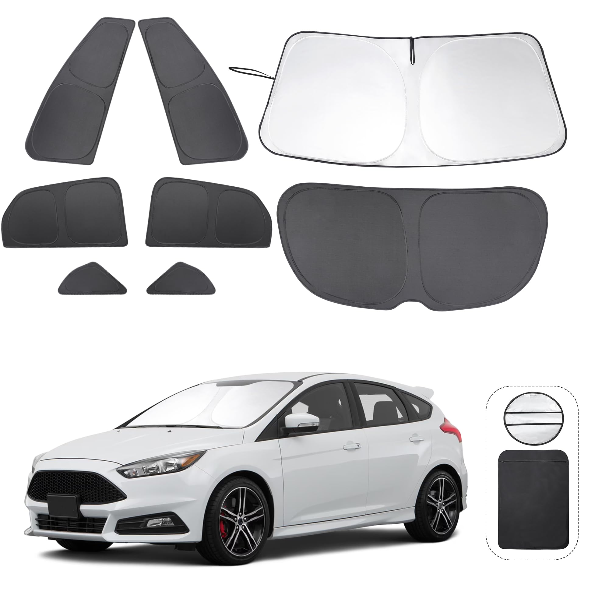 Tinglu Window Shades For Ford Focus 2014-2018 Hatchback Accessories Car Side Full Windows Rear Triangular Windshield Sun Shade S