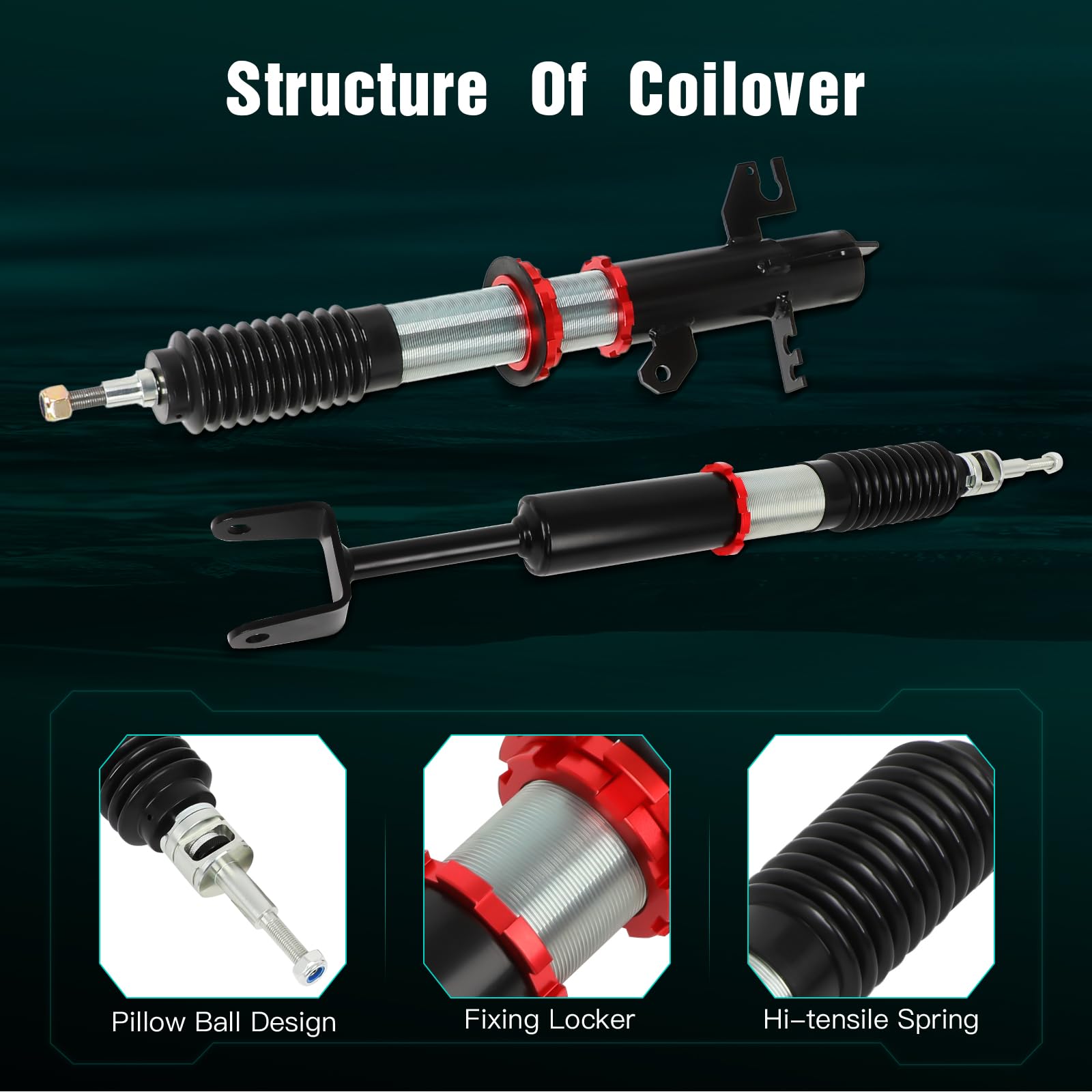 Scitoo Adjustable Damper Coilover Suspensions Shock Struts Kits Assembly Shocks Struts Fit 2013 2014 2015 2016 For Dodge For Dart