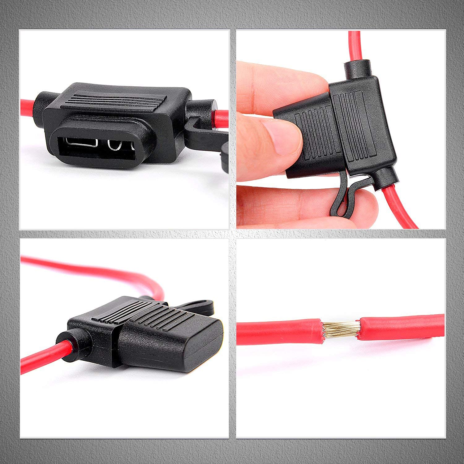 Recoil Fh12-10 10 Pack Atc/Ato Inline 12Awg Fuse Holder With 10Pcs 15A & 20A Fuses