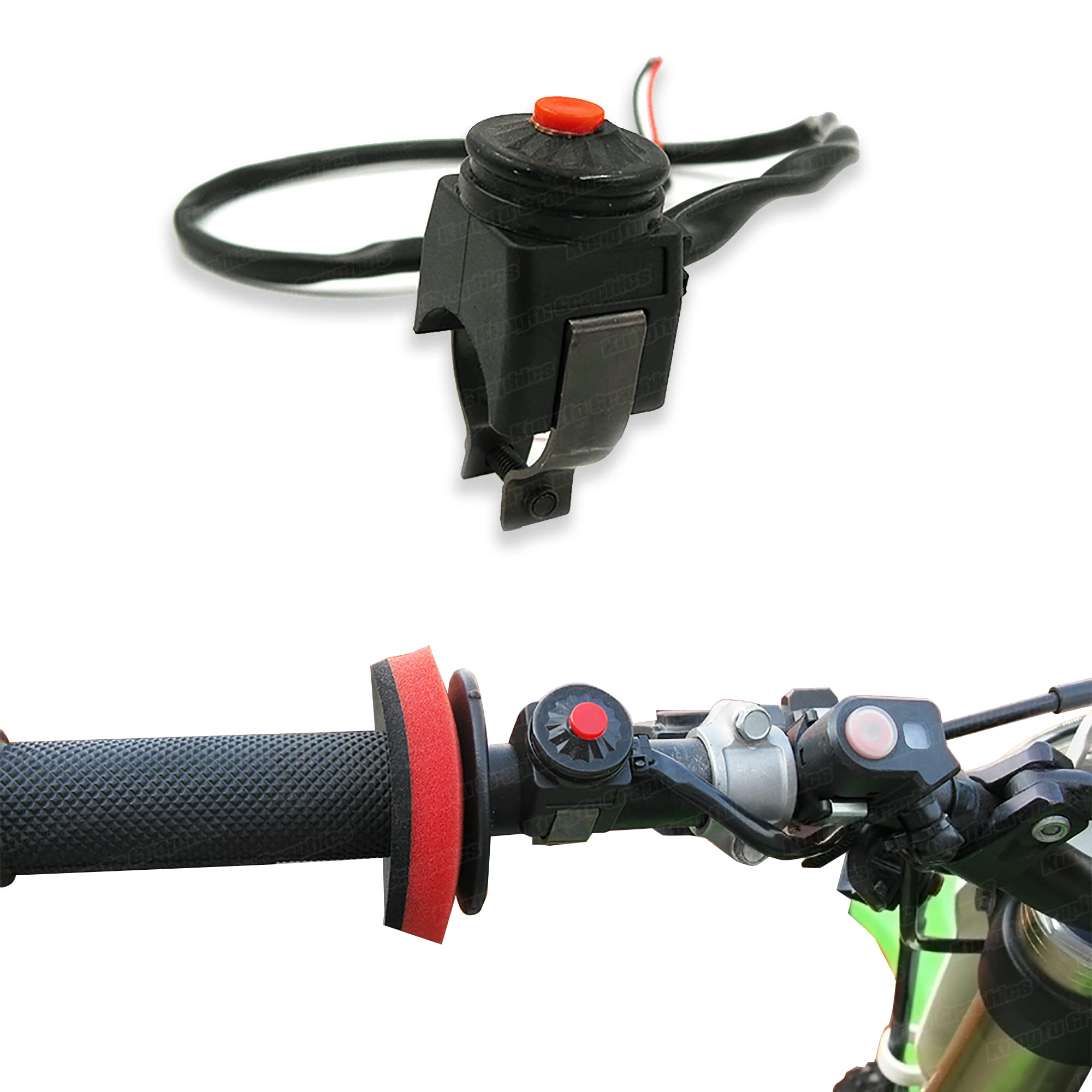 Handlebar Engine Kill Switch Universal Motorcycle Atv Utv, Red Button