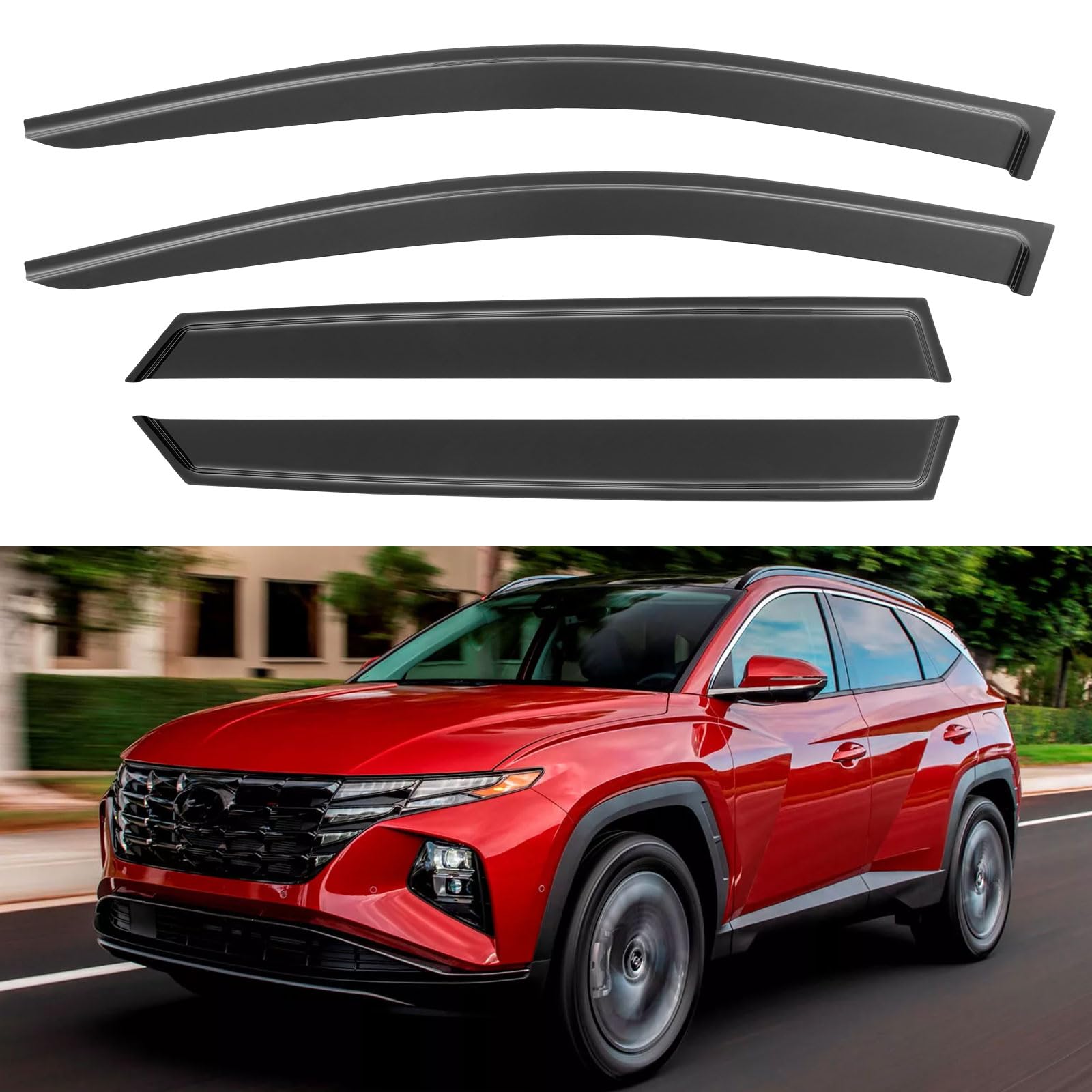 Window Visors Rain Guards for 2022 2023 2024 2025 Hyundai Tucson, Out-Channel Window Vent Wind Deflectors Visors Shades for 22 2