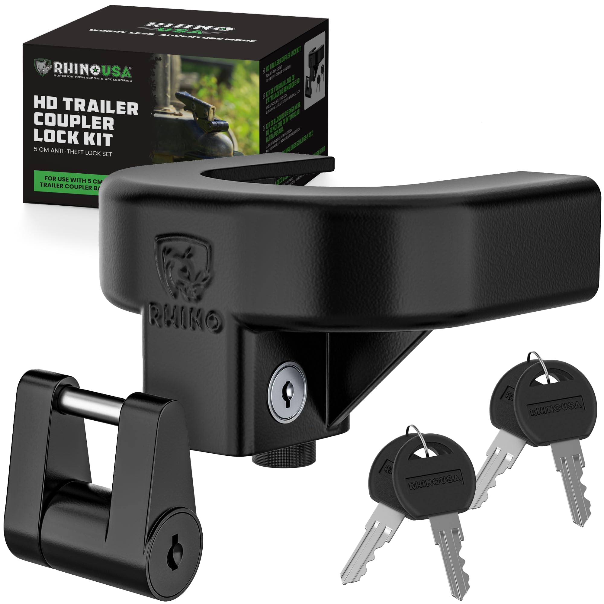 Rhino USA Trailer Hitch Coupler Lock Kit (for 25/16 Trailers) Heavy Duty AntiTheft Tongue Locks for Boat, RV, Travel Trailers