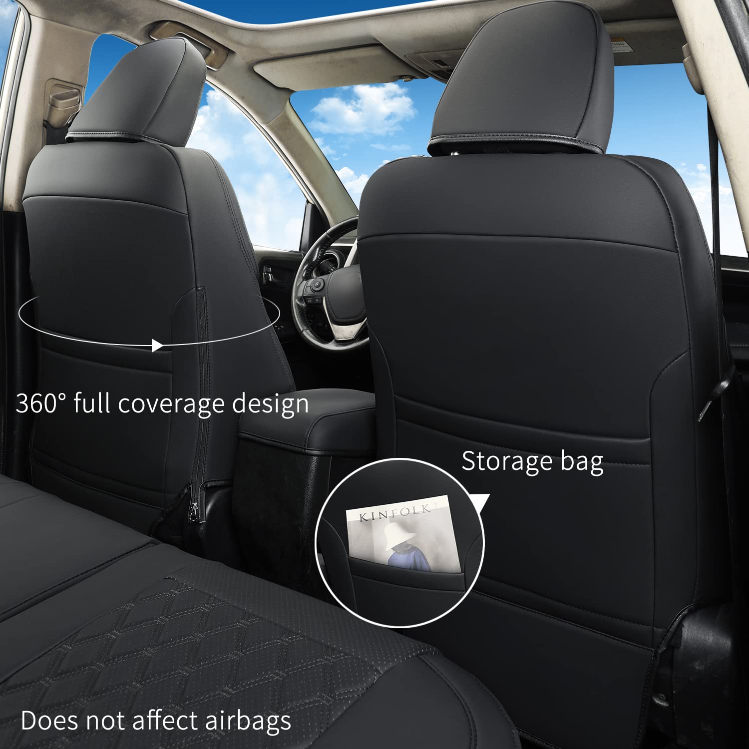 Giant Panda Pu Leather Car Seat Covers Full Set Custom Fit For Toyota Rav4 Limited Xle Se Platinum Adventure 2013 2014 2015 2016