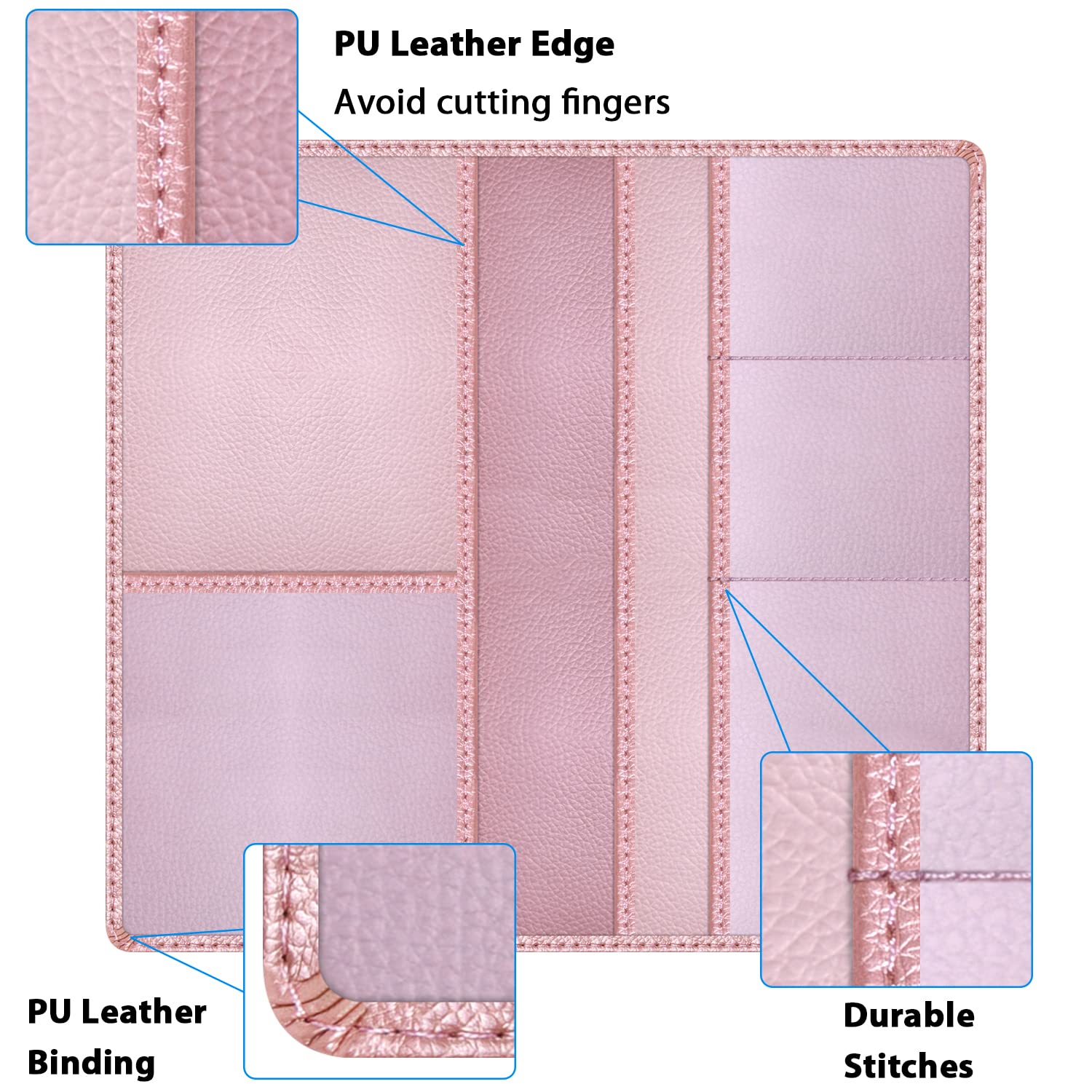 Techion Car Insurance And Registration Holder, 9.5 X 5 Inch Pu Leather Vehicle Glove Box Organizer Wallet Case For Insurance Card, Driver License, Paperwork - Rose Gold