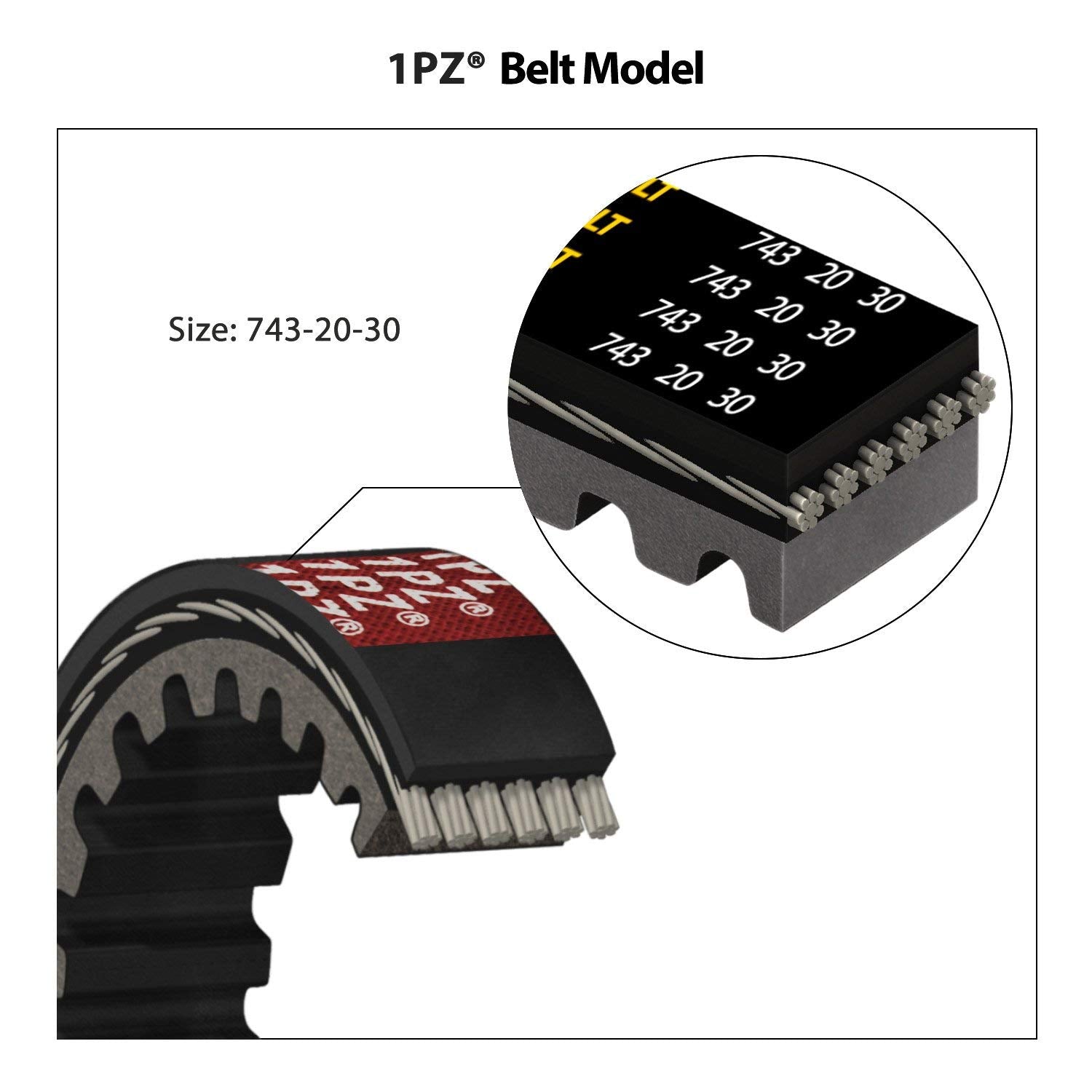 1PZ V1P-743 Premium CVT Drive Belt (Size 743-20-30) for GY6 125cc 150cc 152QMI 157QMJ Short Case Scooter Moped ATV Go Kart