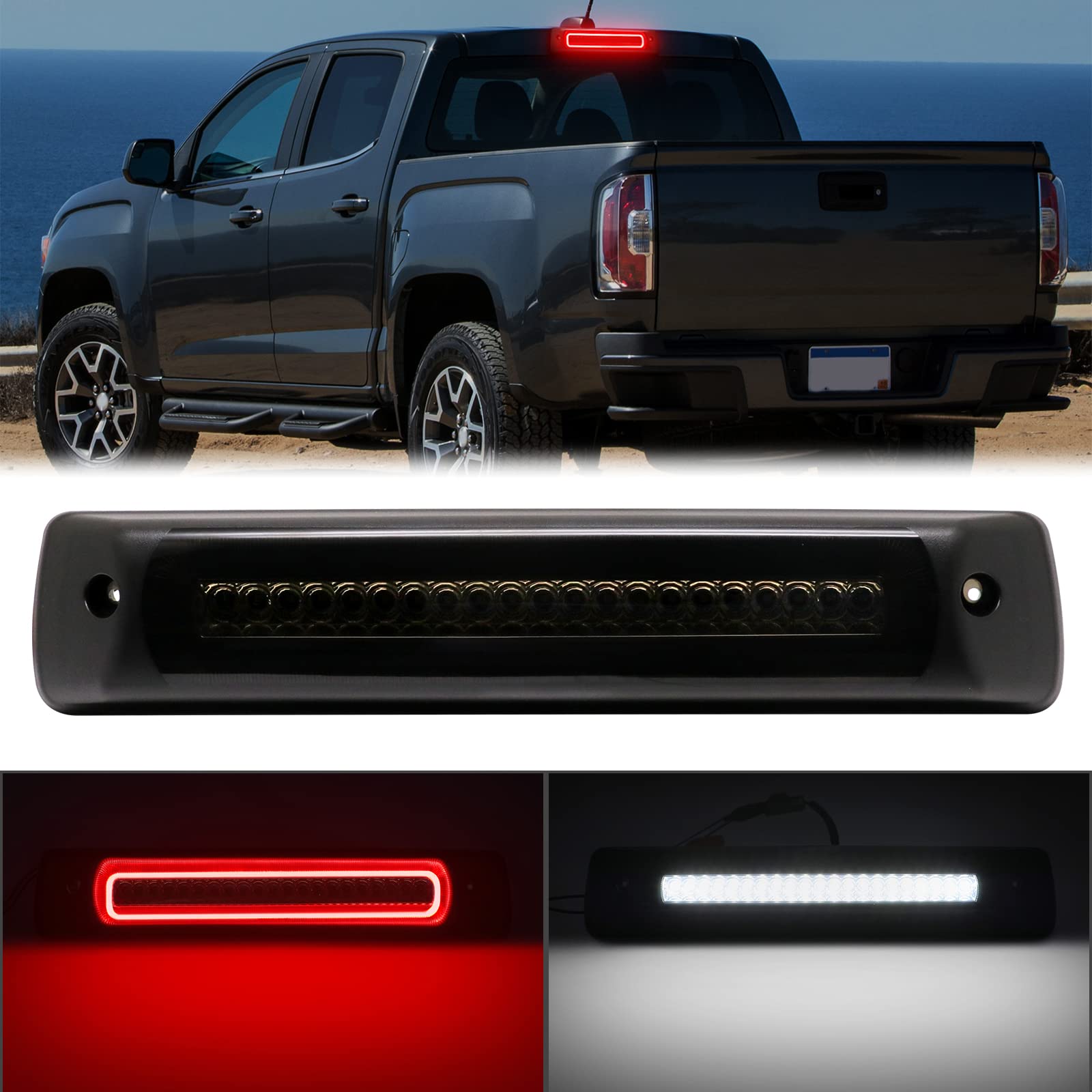 R&F Auto Smoked Led Third Brake Light Replacement For Colorado/Canyon (2015-2023) Roof Cargo Lights High Mount Brake Lamp With S