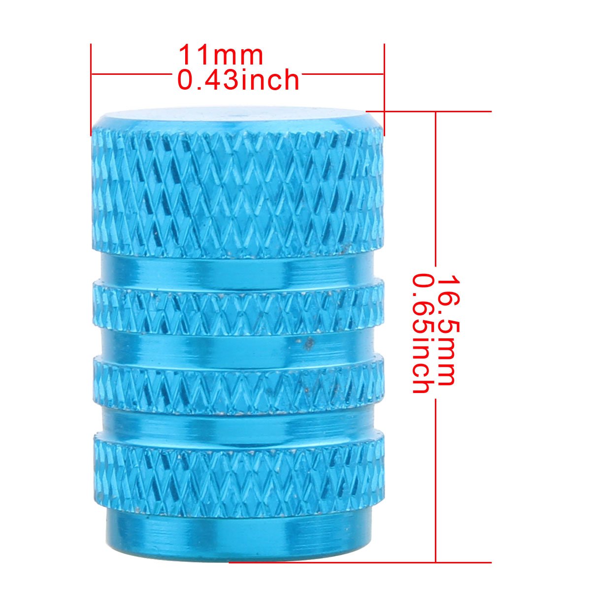 Tomall Chrome Sky Blue Aluminum Alloy Round Style Tire Valve Stem Caps For Jeep Truck