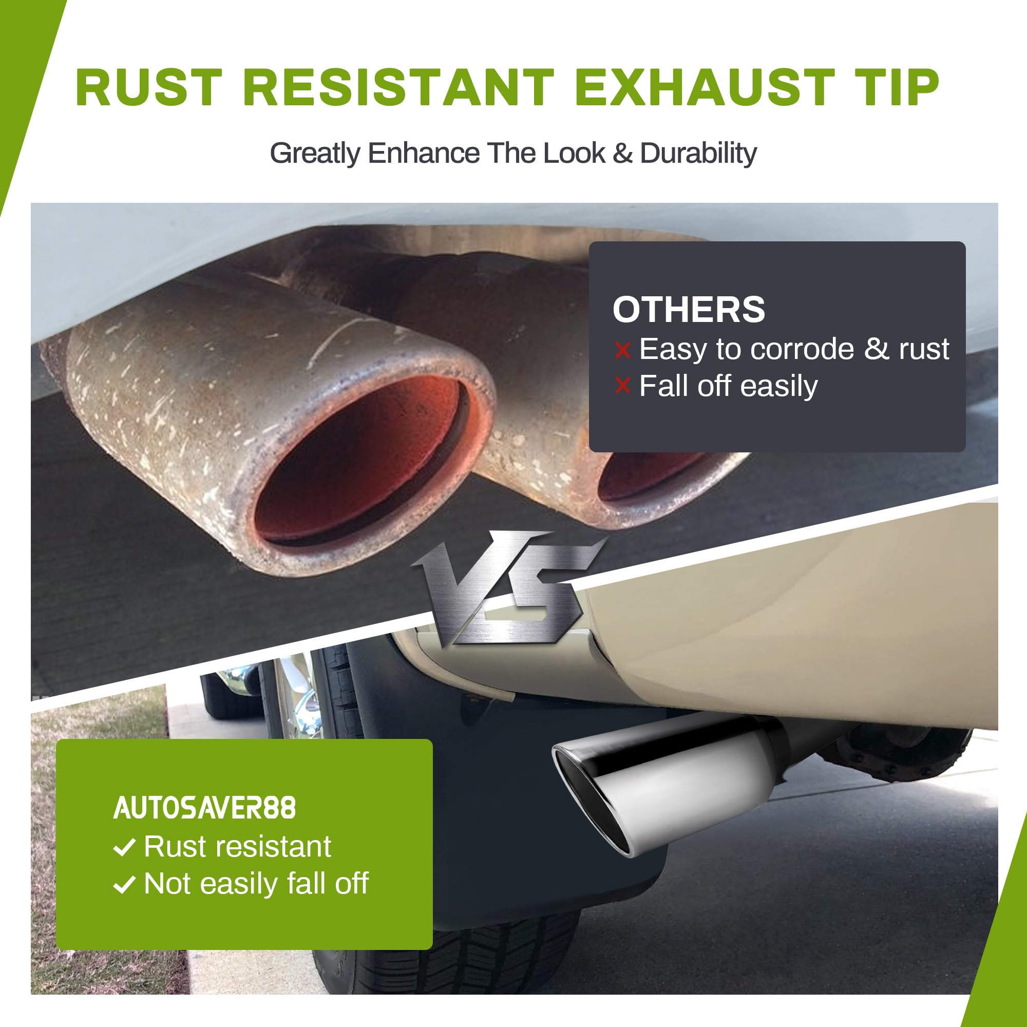 Autosaver88 5 Inch Inlet Exhaust Tip, 5'' Inlet 7'' Outlet 15'' Overall Length Chrome-Plated Finish Stainless Steel Exhaust Tail