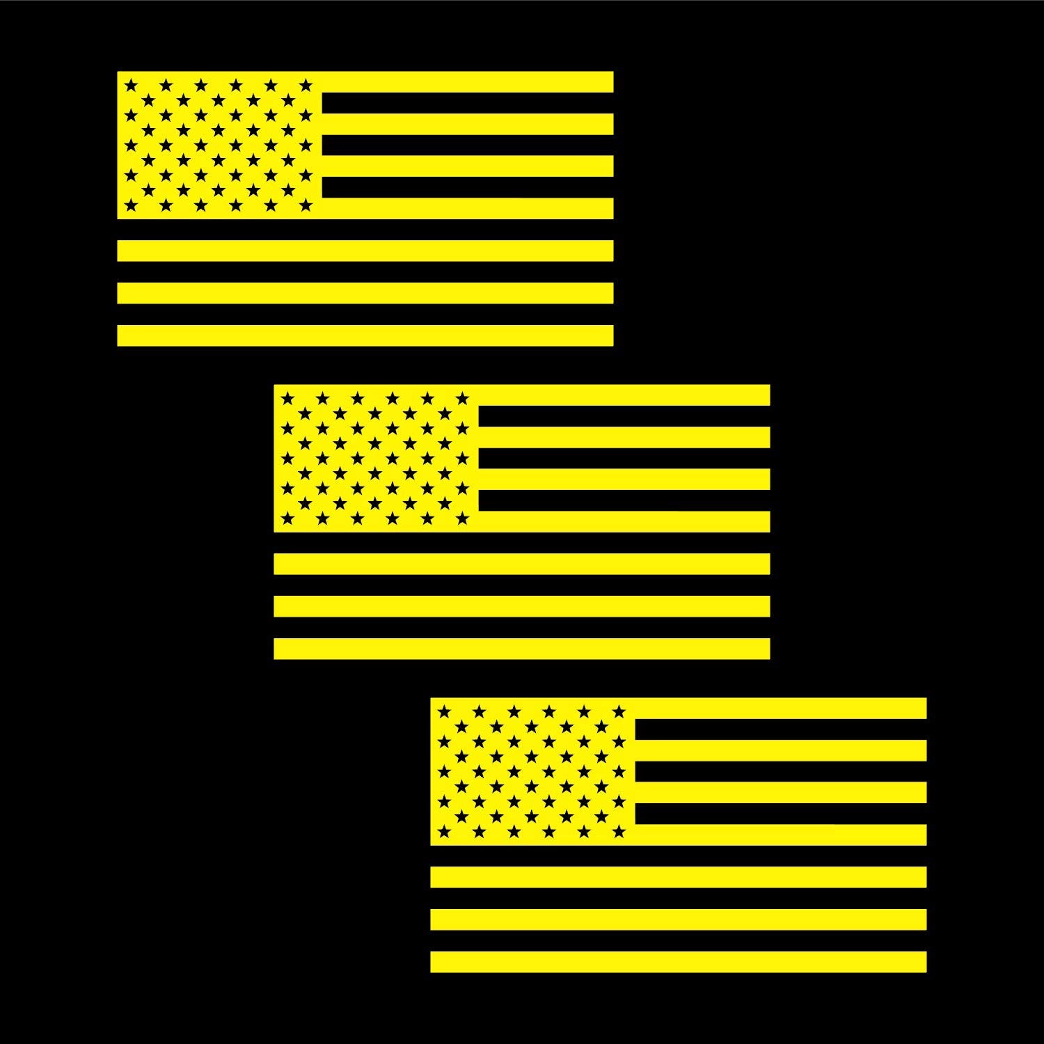 American Us Flag [Pick Color/Size] Vinyl Decal Sticker For Laptop/Car/Truck/Window/Bumper (7.5In X 4.2In [3-Pack], Matte Yellow)