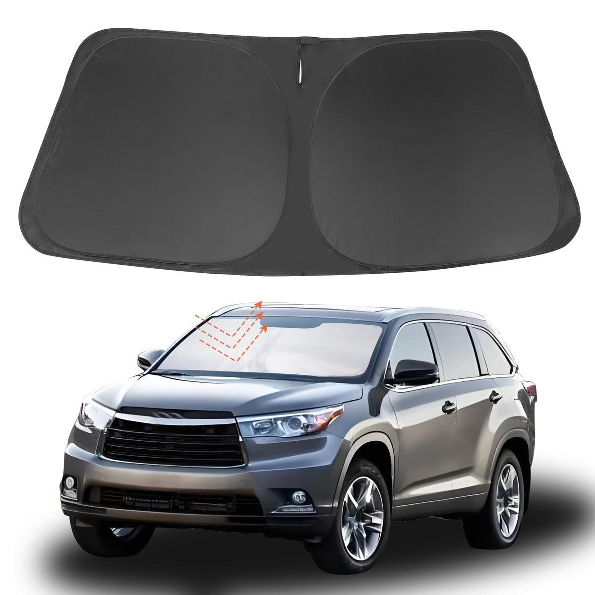 Yycke Windshield Sun Shade Accessories Compatible With 2014-2019 Highlander For Toyota Foldable Sunshade Sun Visor Blocks Uv