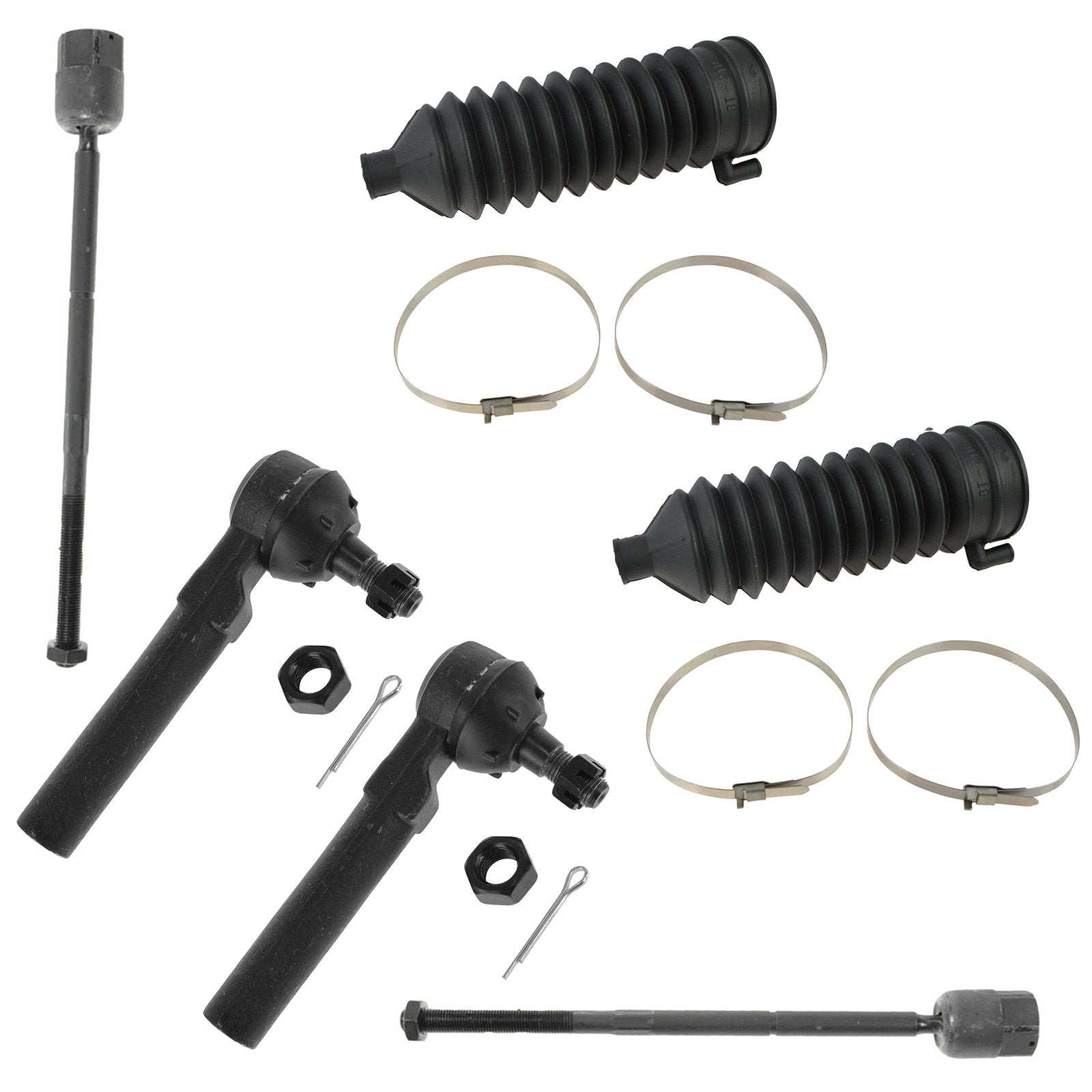Trq Front Steering Kit Steering Rack & Pinion Bellow Tie Rod Compatible With 1994-2004 Ford Mustang