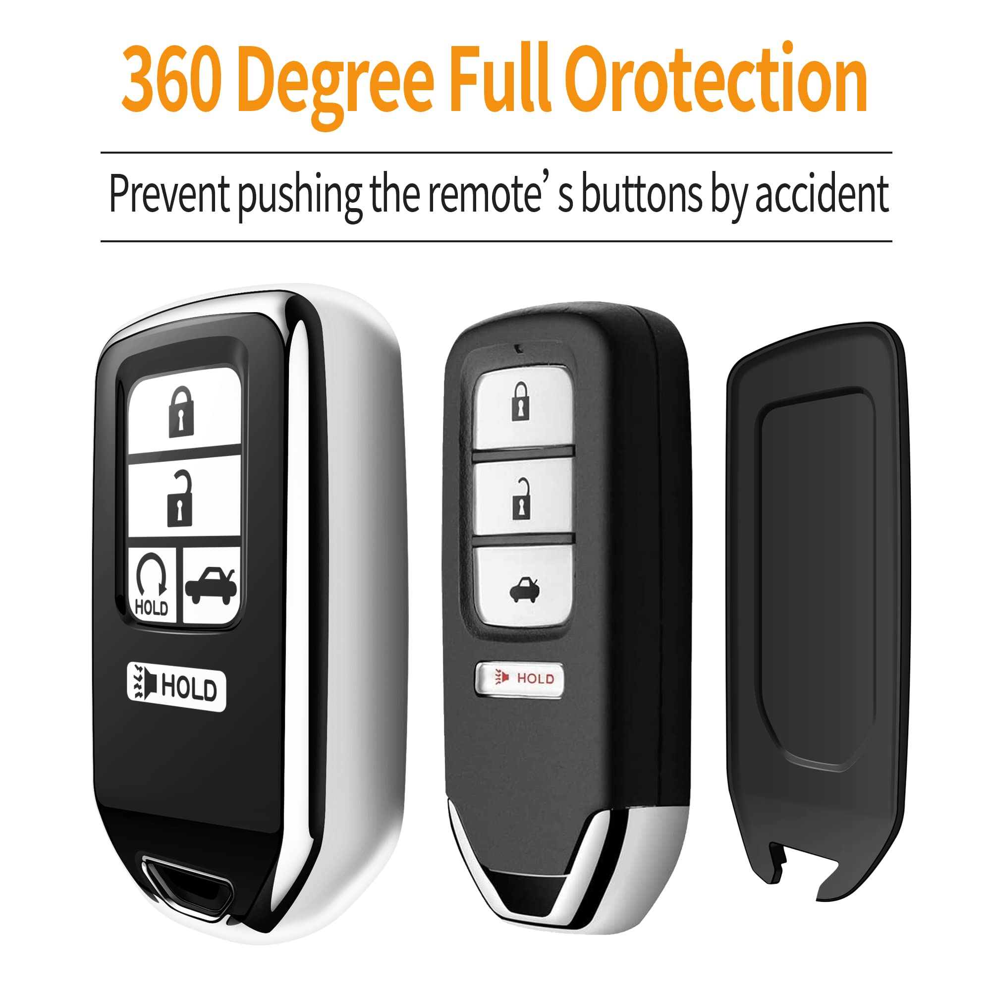 Sindeda For Honda Key Fob Cover With Leather Keychain,Soft Tpu Full Cover Protection,Key Fob Case Compatible Honda Accord Civic