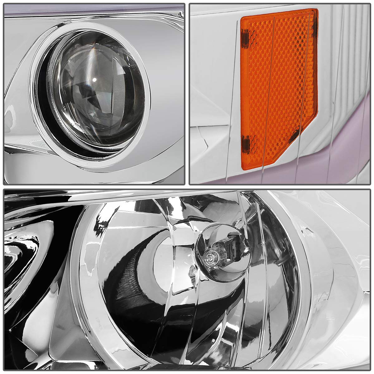 Dna Motoring Hl-Hpl-Csil07-G3-Ch-Am Led Drl + Sequential Chasing Turn Signal Projector Headlight Lamp Set