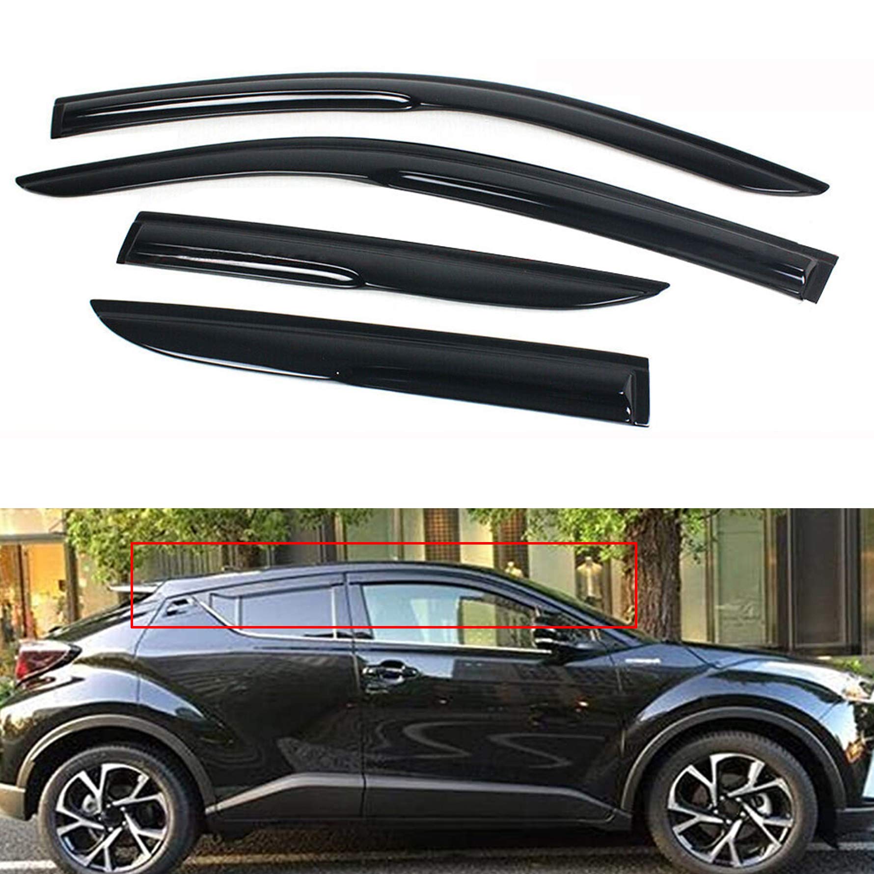 Munirater Side Window Visors Deflectors Rain Guard Replacement For 2017-2020 Toyota C-Hr Chr