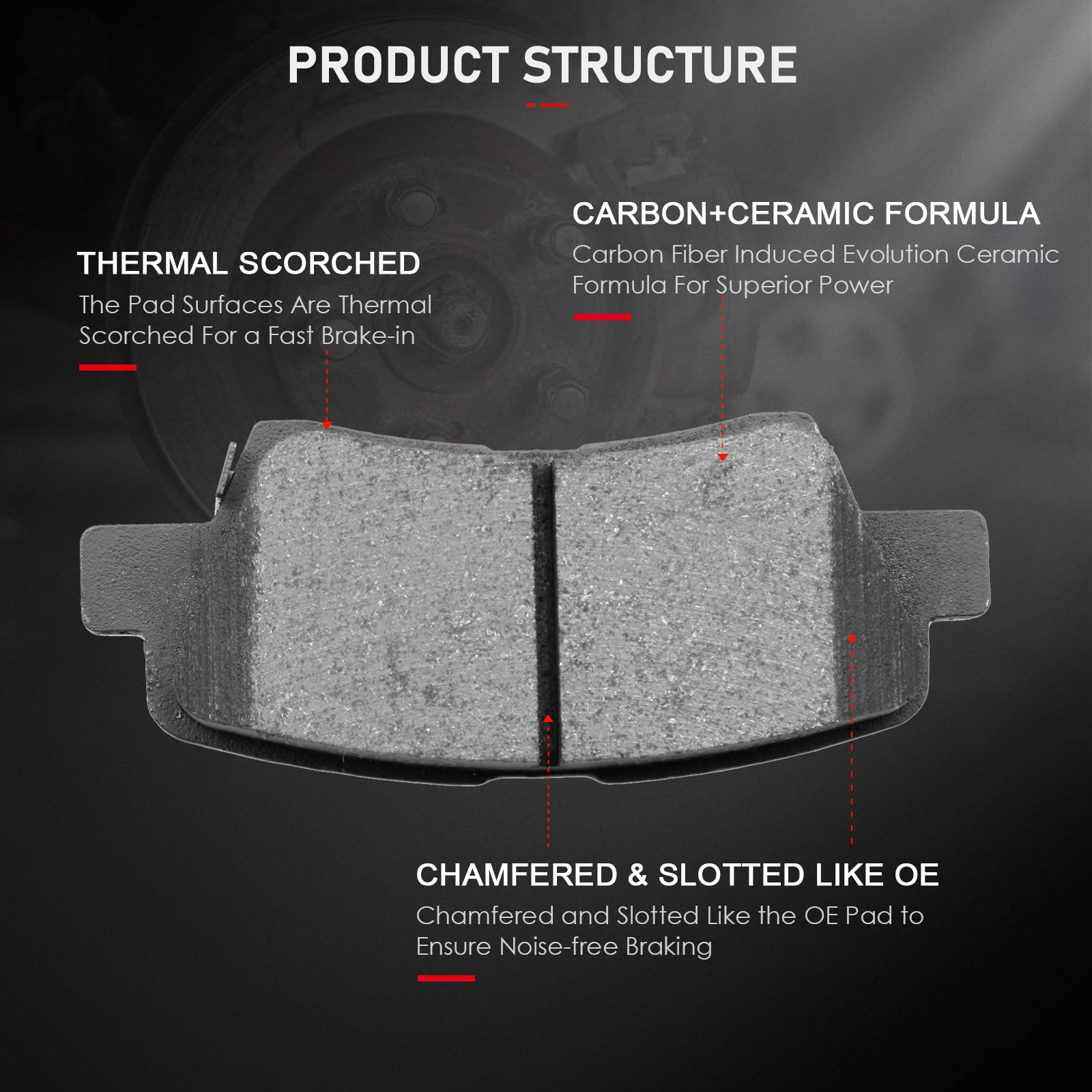 Cciyu D1445 Ceramic Rear Brake Pad Set Fit For 2012-2017 For Hyundai Azera,2009-2015 For Hyundai Sonata,2011-2016 For Kia Optima