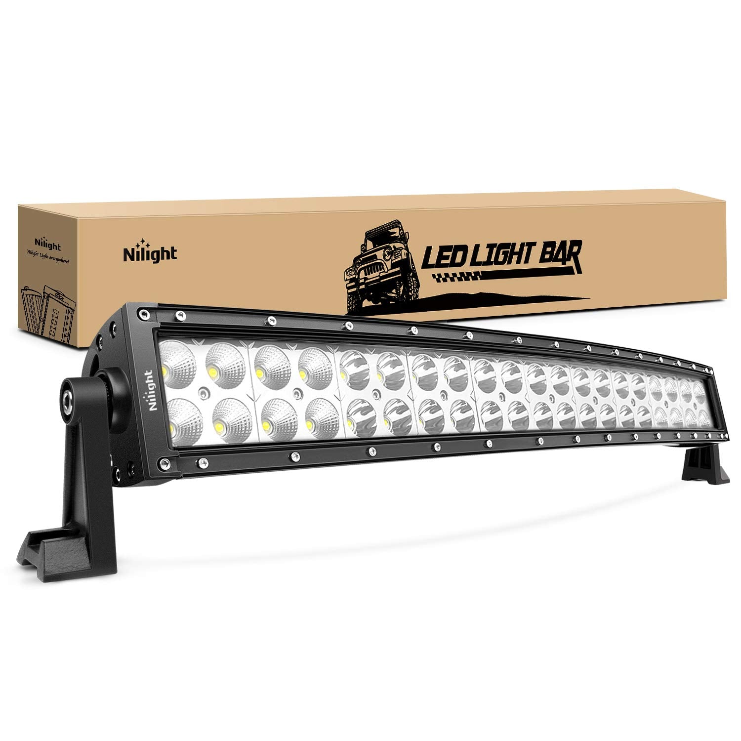 Nilight - 70015C-A Led Light Bar 22Inch 120W Curved Spot Flood Combo Led Driving Lamp Off Road Lights Led Work Light For Trucks