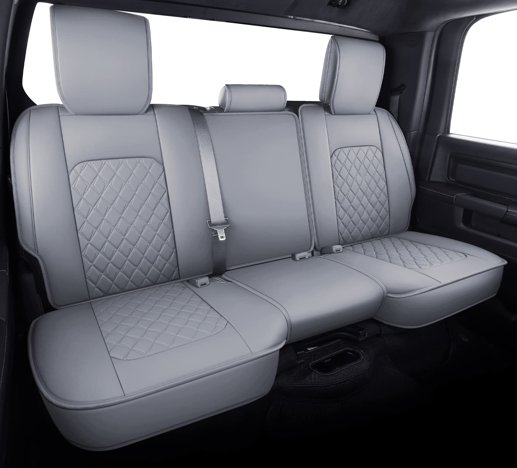 Aierxuan Dodge Ram Car Seat Covers Custom Fit 2009-2023 1500, 2010-2023 2500/3500 Laramie Big Horn Longhorn Crew Quad Regular Cab Waterproof Leather Truck Pickup Cushions (Full Set/Grey)