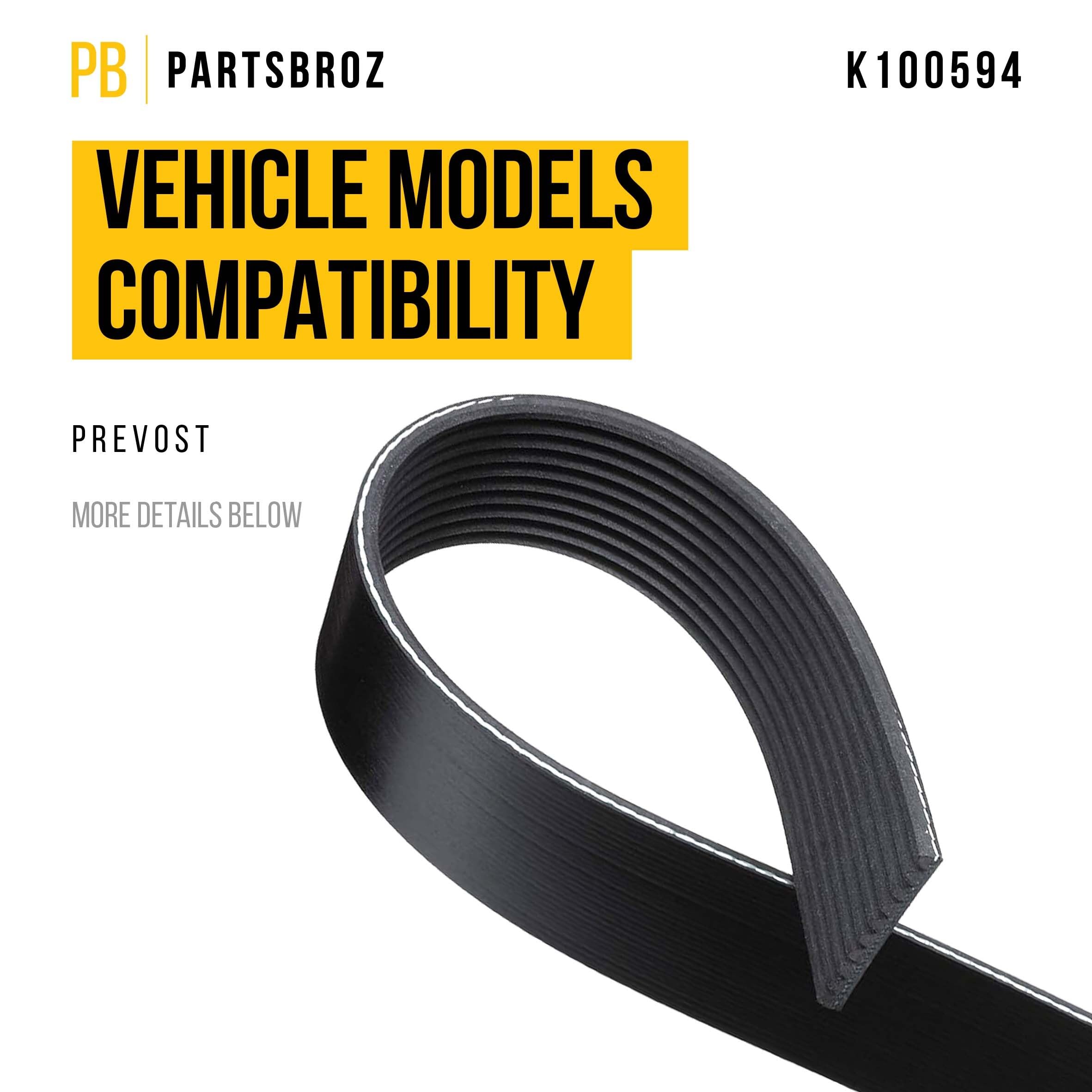 Partsbroz K100594 Micro-V Serpentine Drive Belt - Compatible With Gates Goodyear Dayco Bando Acdelco Continental - Replaces K100