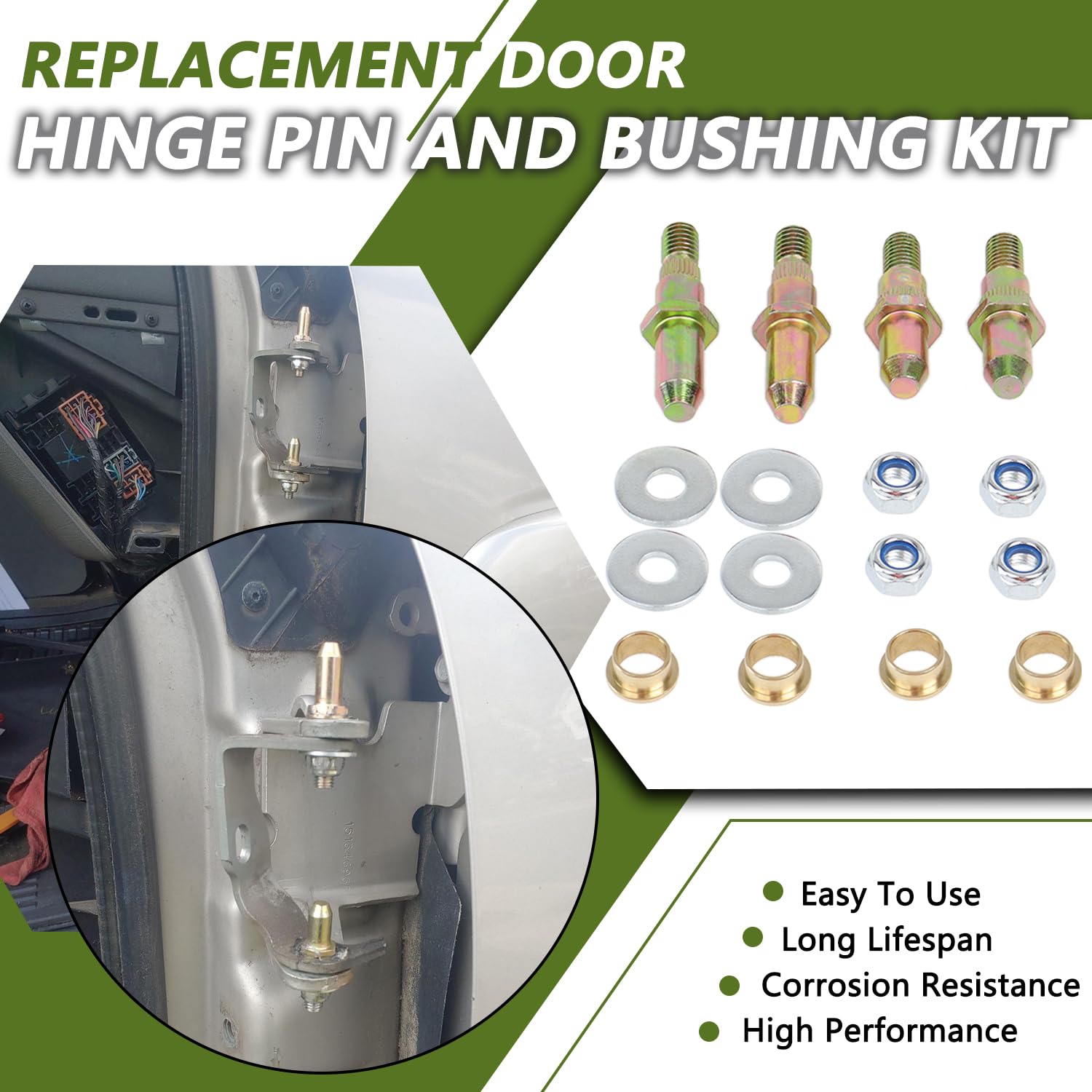 Door Hinge Pin And Bushing Repair Kits Compatible With Chevy Gmc 1999-2007 Chevrolet Silverado Avalanche Truck Suv (2 Doors)