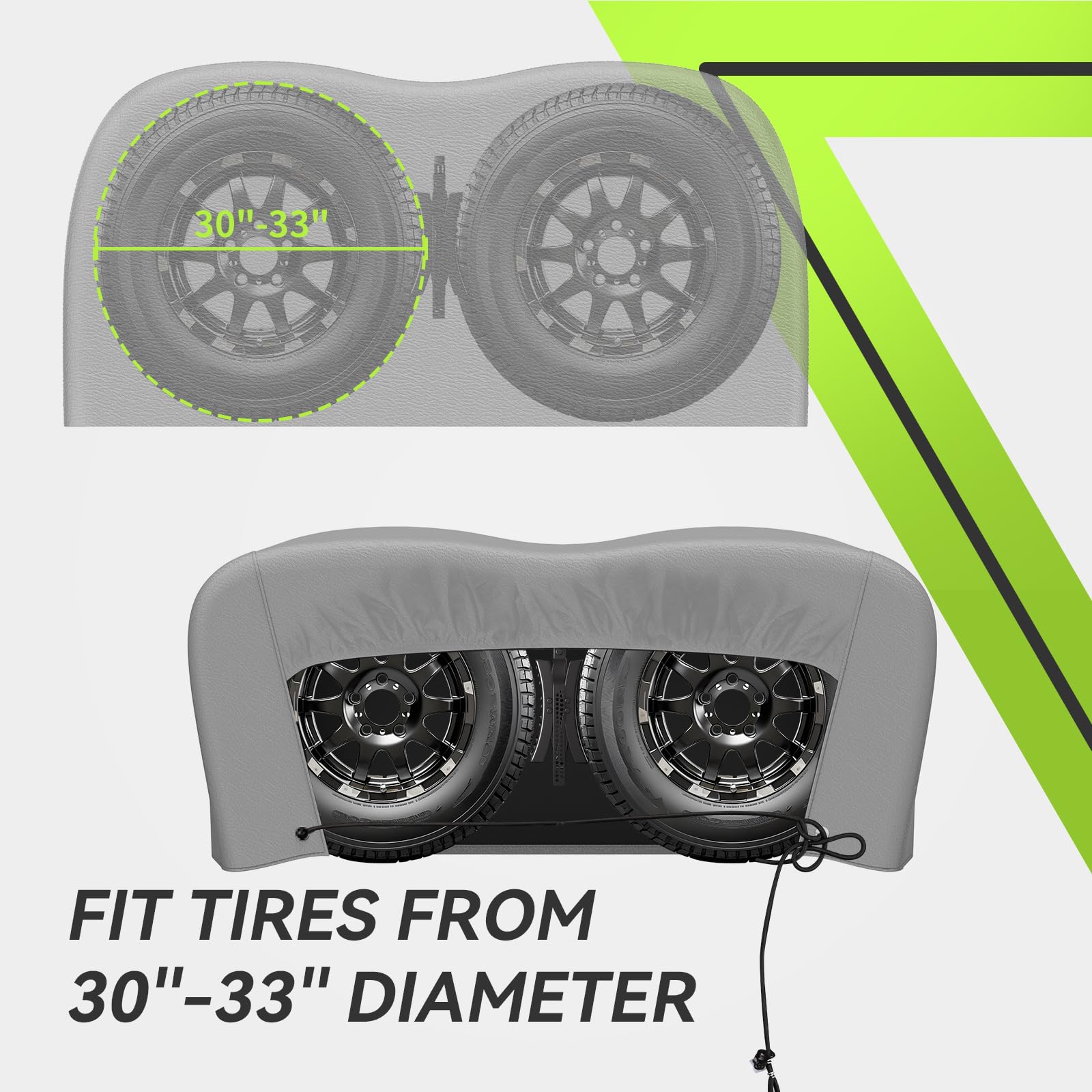 Rvmate Rv Tire Covers, Dual Axle Wheel Cover (1 Pack) Fits 30''-33'' Diameter Tires, Waterproof Anti-Uv Grey Dual Tire Covers Rv