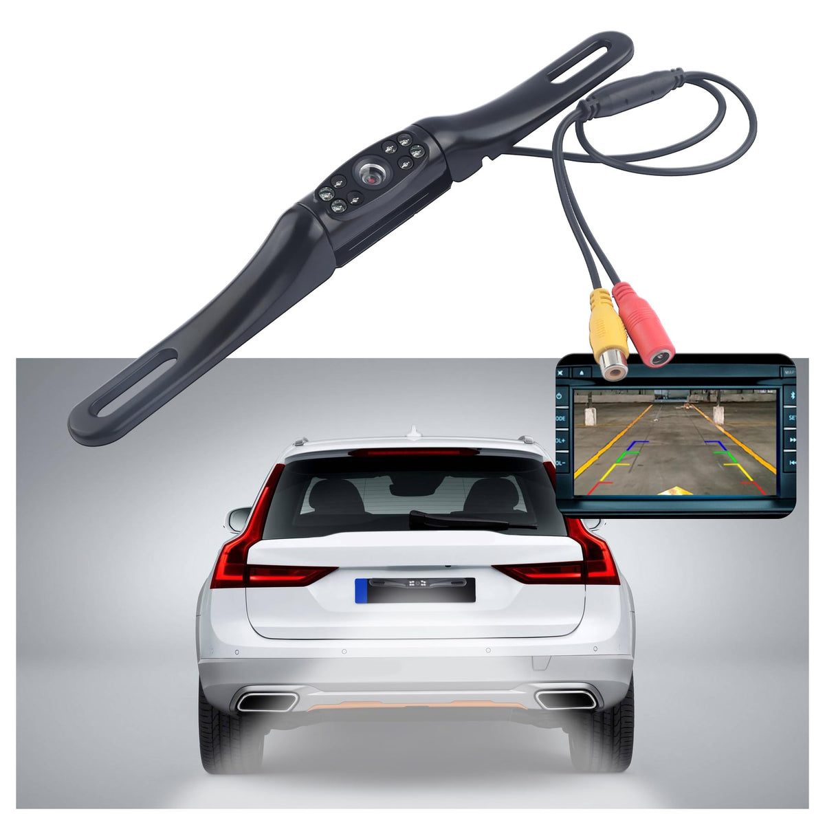 License Plate Backup Camera For Car With 8 Led,[Hd Night Vision] [Deep Waterproof] Rear View Camera For Safe Driving,High-Grade 