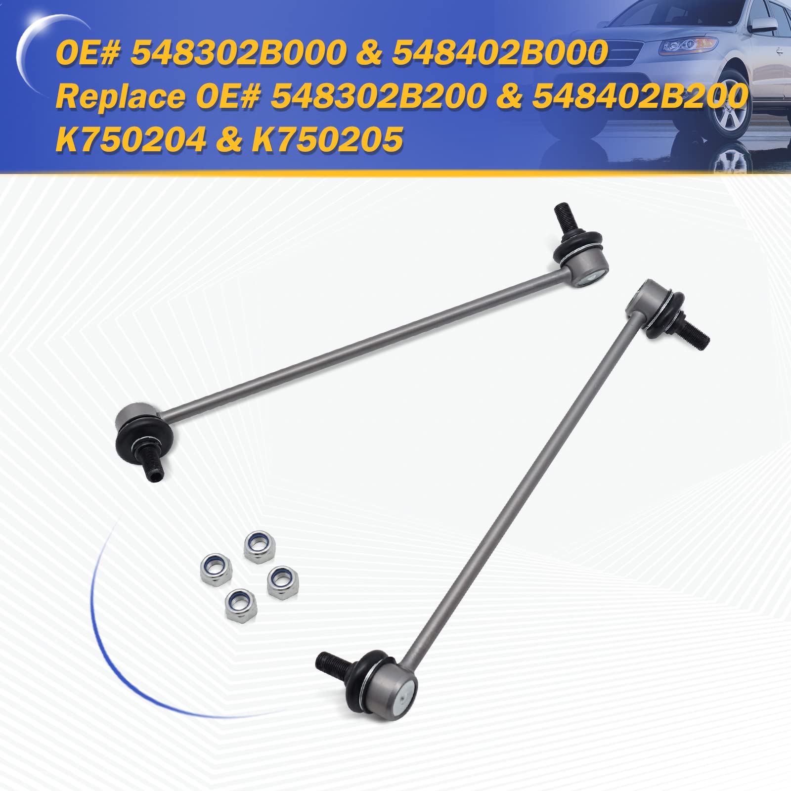 Zinc-Nickel Alloy Front Left Right Stabilizer Sway Bar Links For Hyundai Santa Fe Veracruz 07-12/Kia Sorento 11-13 K750204 & K75