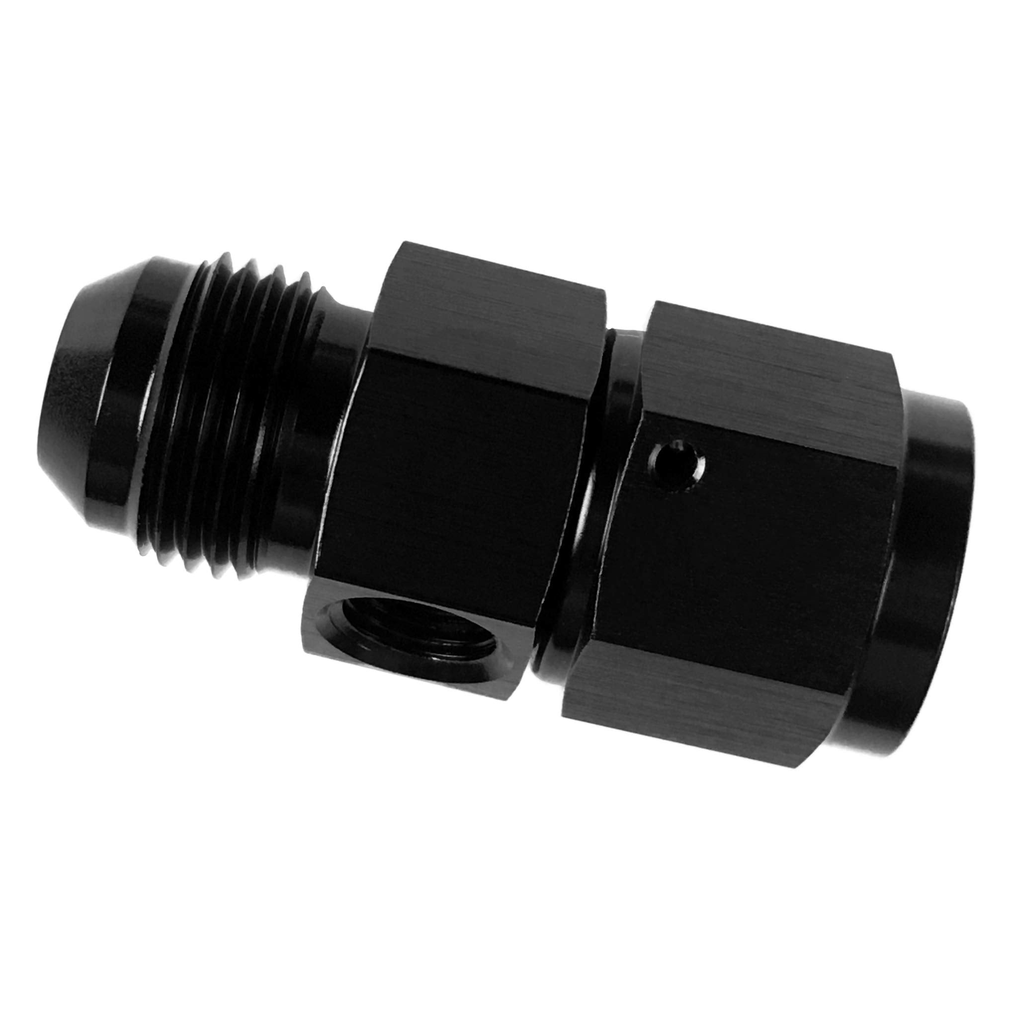 12An Fuel Pressure Take Off Fitting 12 An Male To Female With 1/8 Npt Port Hose Adapters Aluminum Black