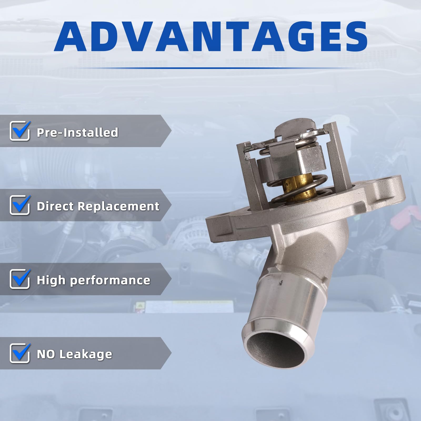 Mitzone Aluminum Engine Coolant Thermostat Housing Assembly Compatible With 2016-2019 Chevy Cruze 2018-2023 Equinox 2016-2022 Bu